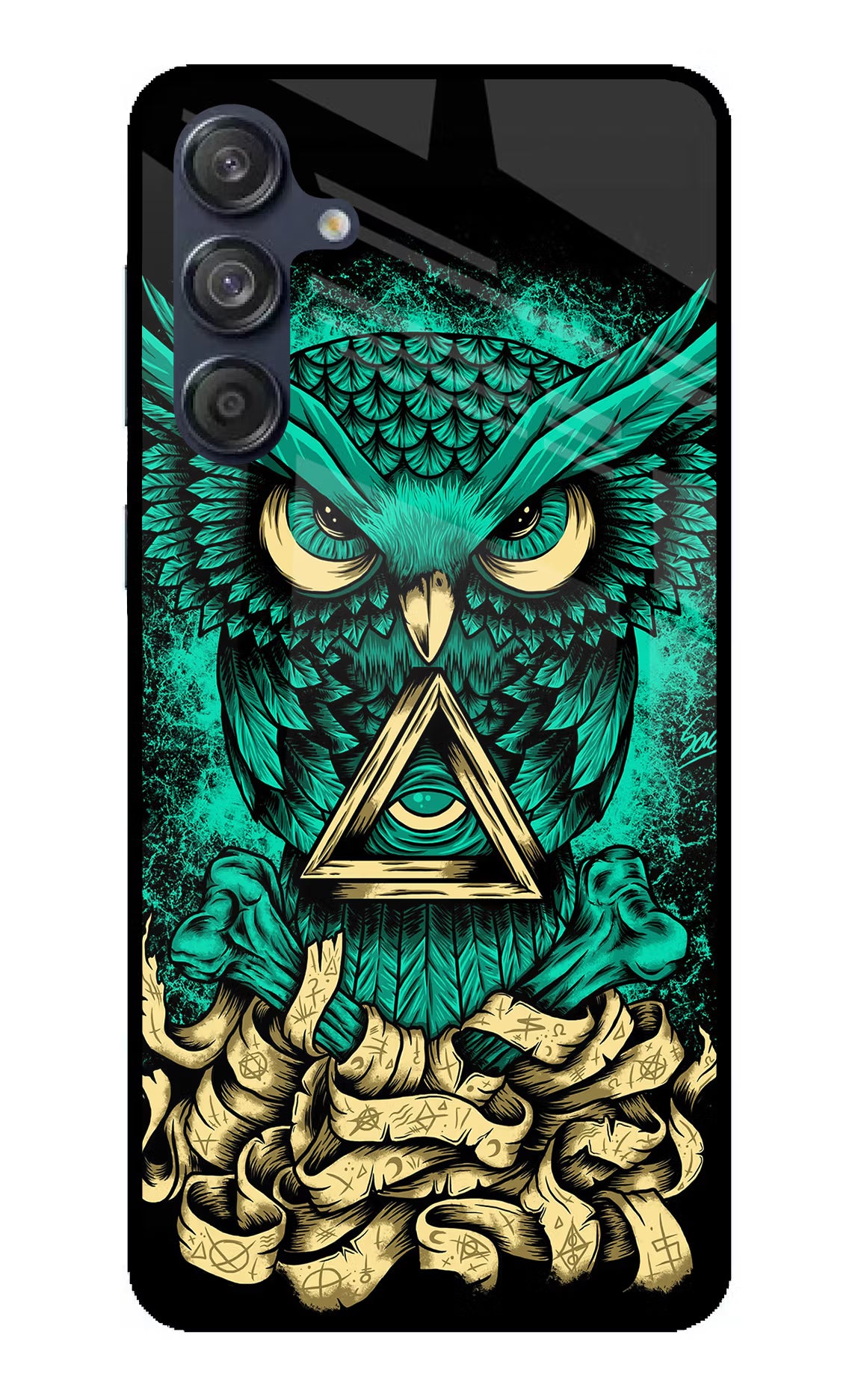 Green Owl Samsung M55 5G Glass Case - Green Owl Samsung M55 5G Glass Case Green Owl Samsung M55 5G Glass Case