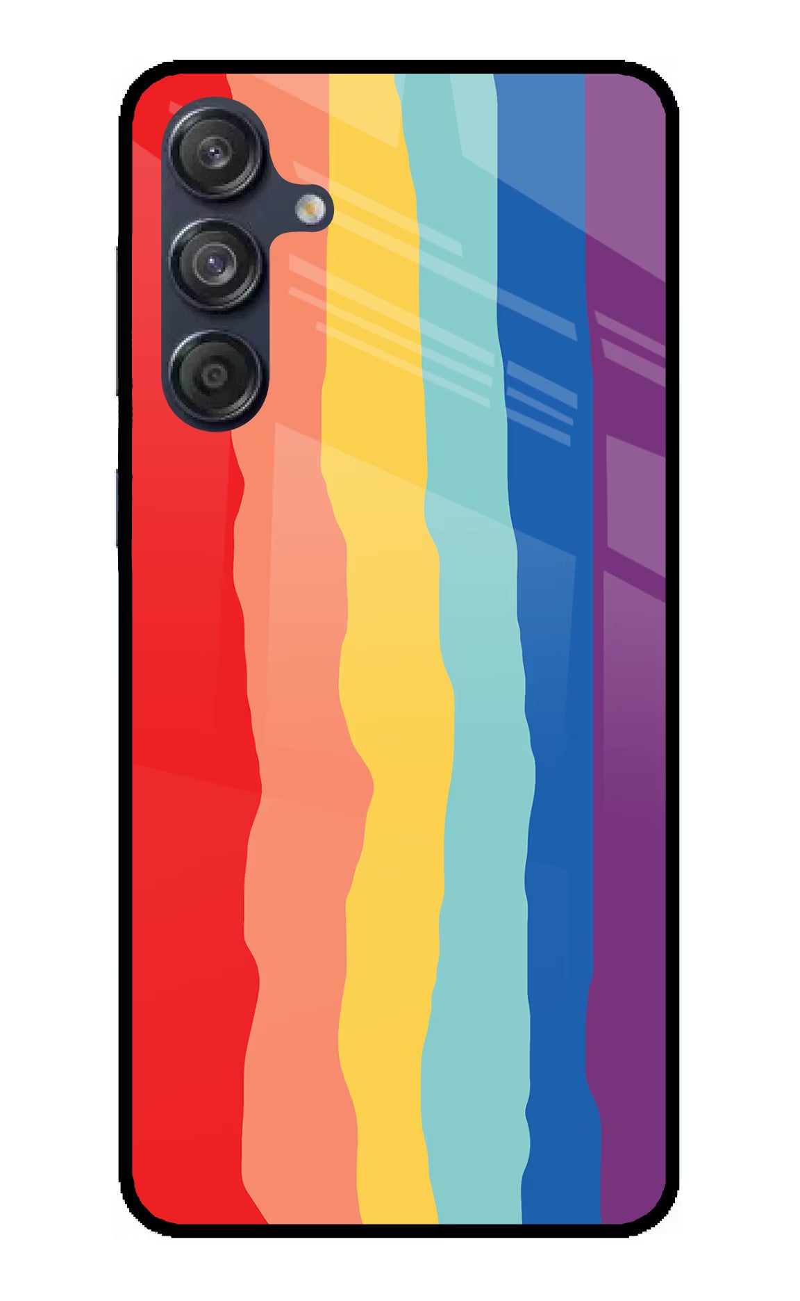 Rainbow Samsung M55 5G Back Cover - Rainbow Samsung M55 5G Glass Case Back Cover by Casekaro Rainbow Samsung M55 5G Glass Case Back Cover by Casekaro