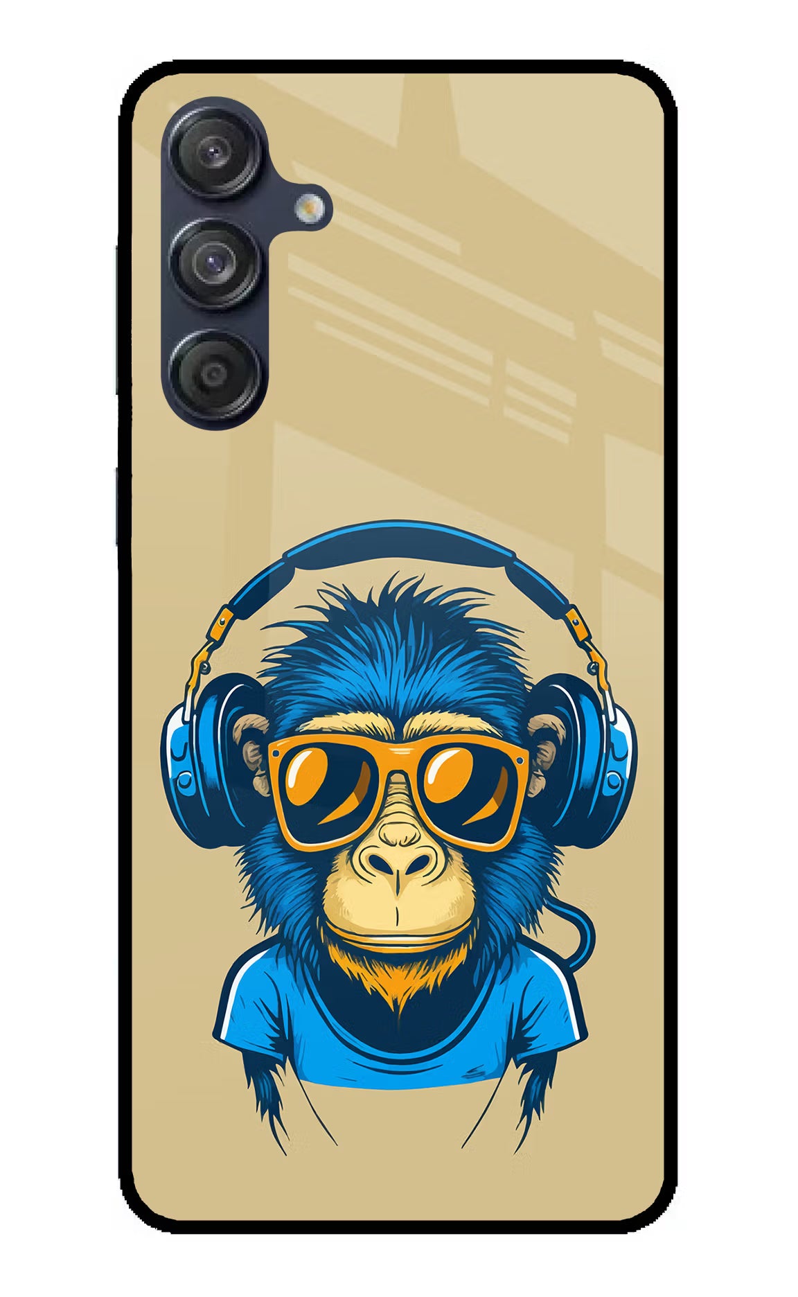 Monkey Headphone Samsung M55 5G Back Cover - Monkey Headphone Samsung M55 5G Glass Case Back Cover by Casekaro Monkey Headphone Samsung M55 5G Glass Case Back Cover by Casekaro