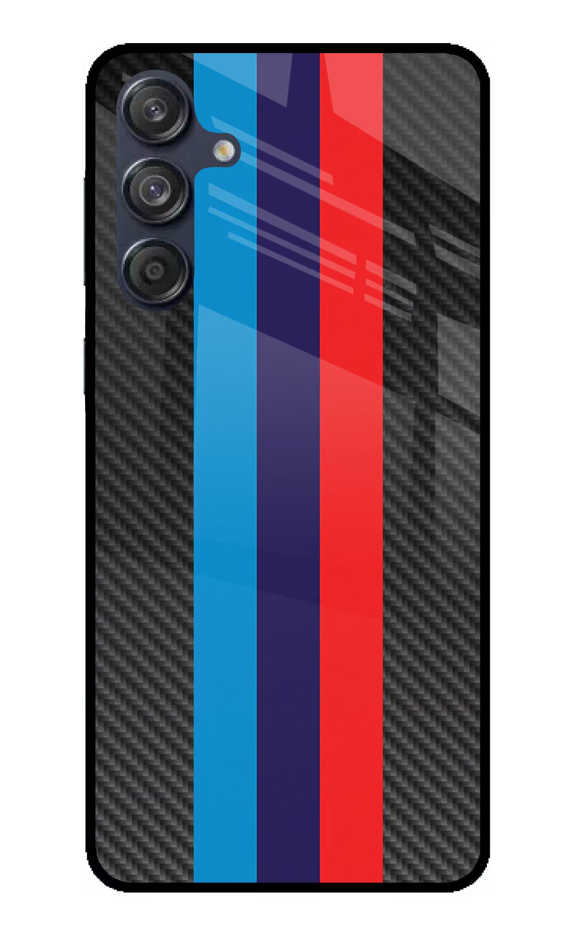 BMW Stripes Pattern Samsung M55 5G Glass Case - BMW Stripes Pattern Samsung M55 5G Glass Case BMW Stripes Pattern Samsung M55 5G Glass Case