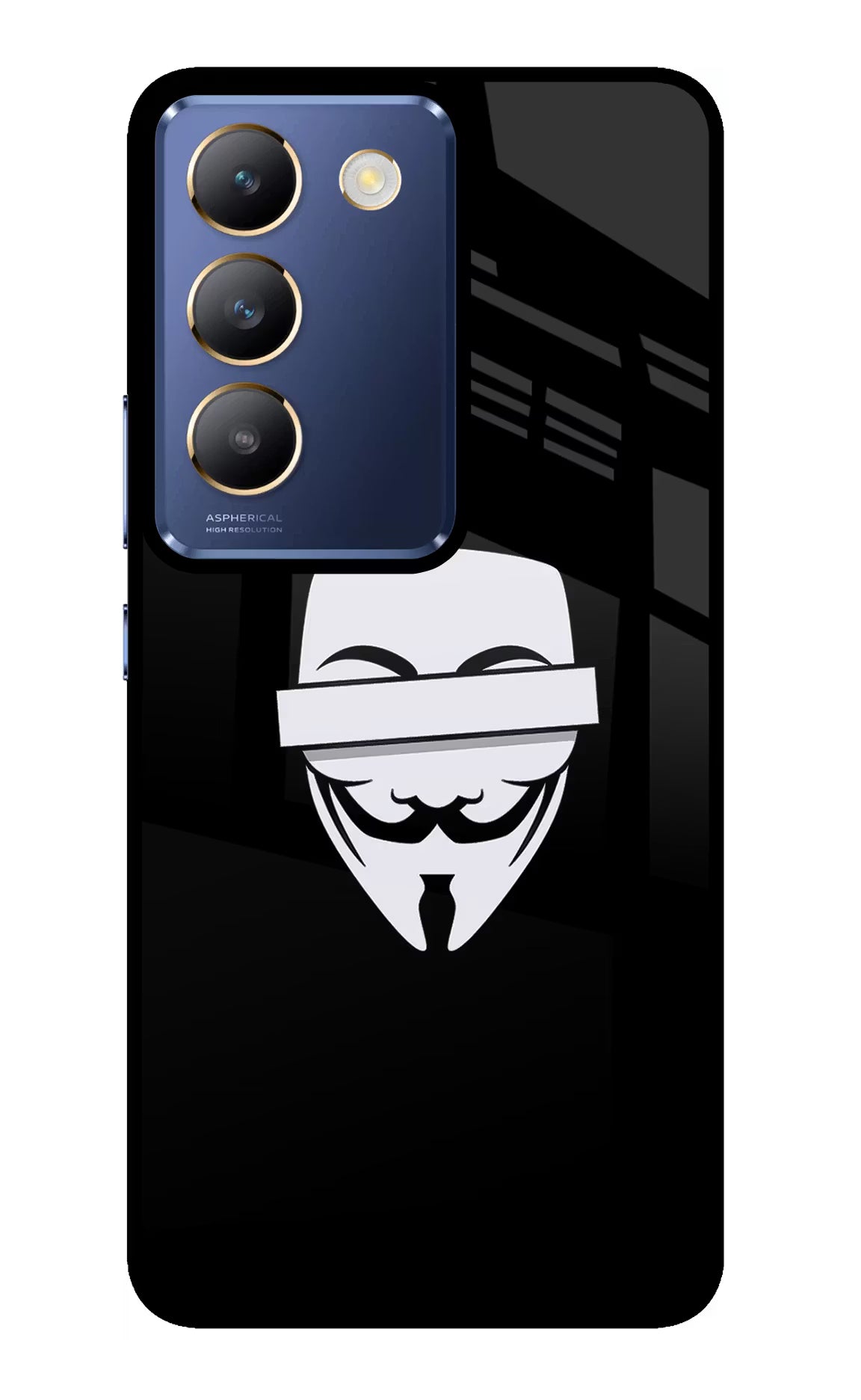 Anonymous Face Vivo Y200E 5G/T3 5G Glass Case - Anonymous Face Vivo Y200E 5G/T3 5G Glass Case Anonymous Face Vivo Y200E 5G/T3 5G Glass Case