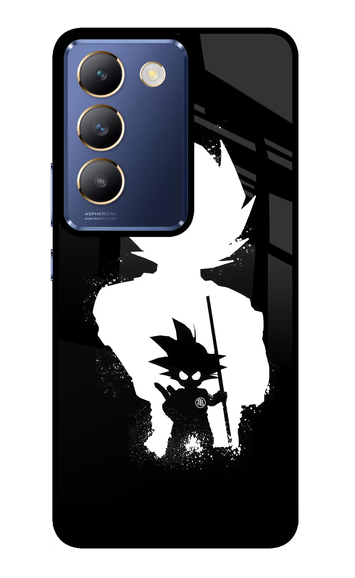 Goku Shadow Vivo Y200E 5G/T3 5G Glass Case - Goku Shadow Vivo Y200E 5G/T3 5G Glass Case Goku Shadow Vivo Y200E 5G/T3 5G Glass Case