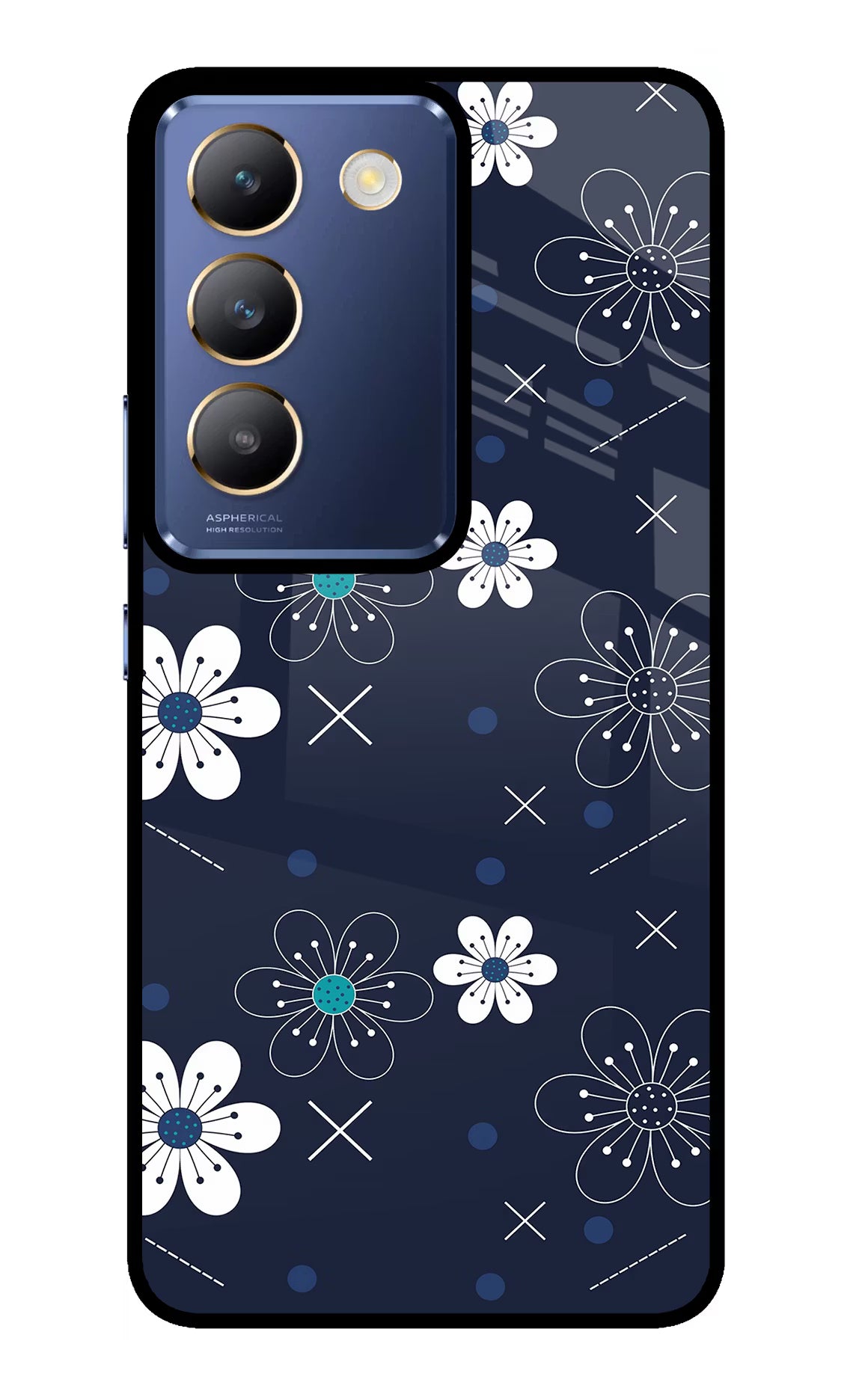 Flowers Vivo Y200E 5G/T3 5G Glass Case - Flowers Vivo Y200E 5G/T3 5G Glass Case Flowers Vivo Y200E 5G/T3 5G Glass Case
