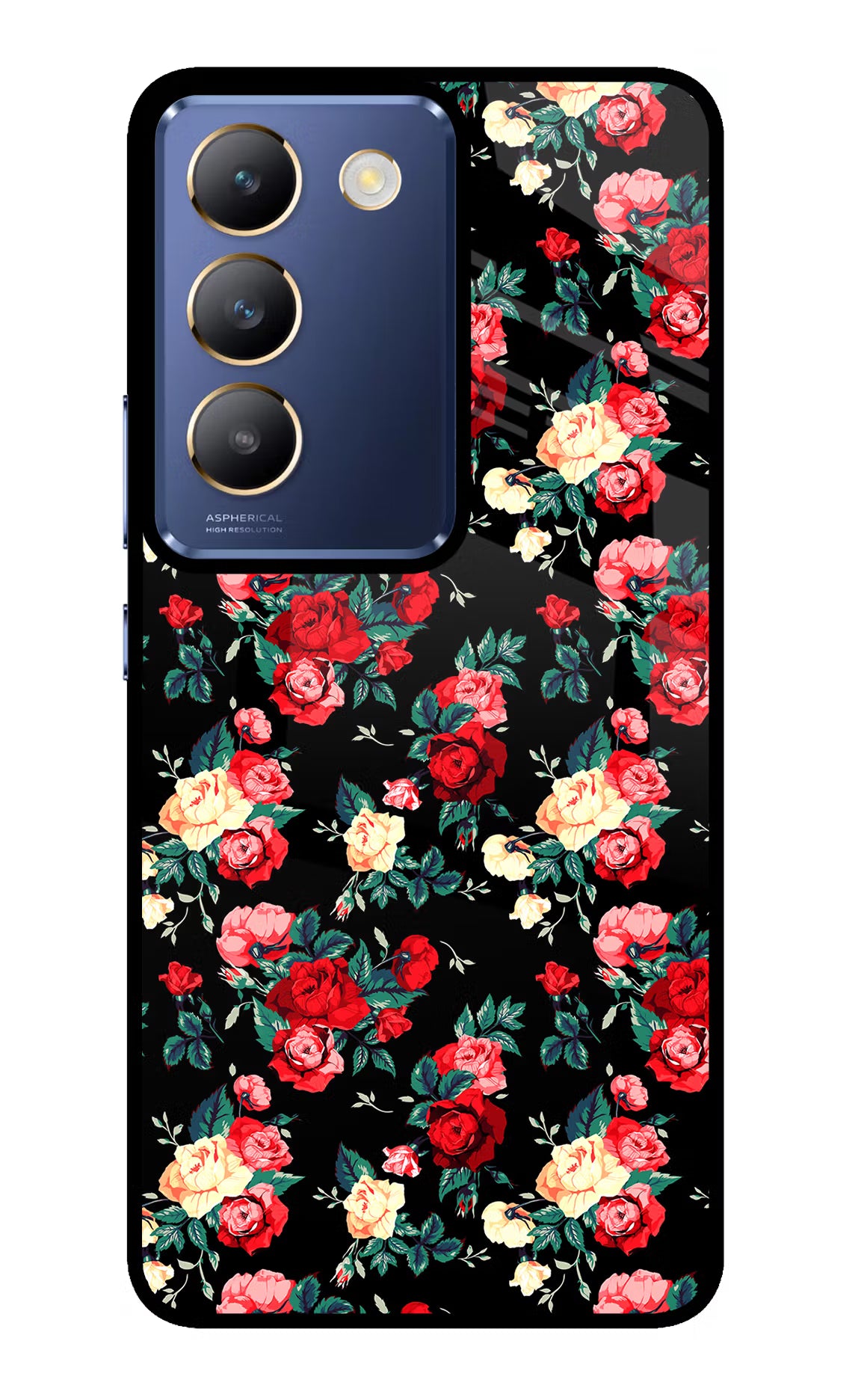 Rose Pattern Vivo Y200E 5G/T3 5G Glass Case - Rose Pattern Vivo Y200E 5G/T3 5G Glass Case Rose Pattern Vivo Y200E 5G/T3 5G Glass Case
