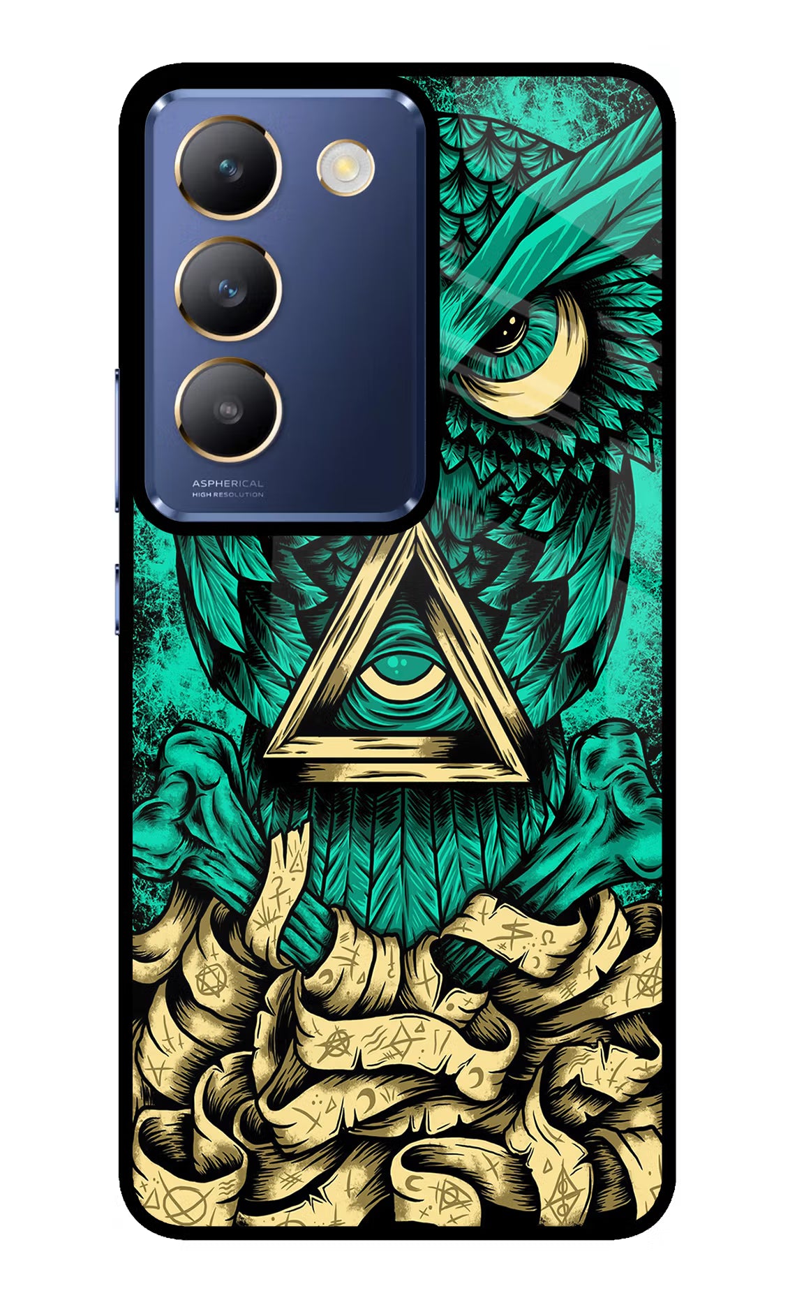 Green Owl Vivo Y200E 5G/T3 5G Glass Case - Green Owl Vivo Y200E 5G/T3 5G Glass Case Green Owl Vivo Y200E 5G/T3 5G Glass Case