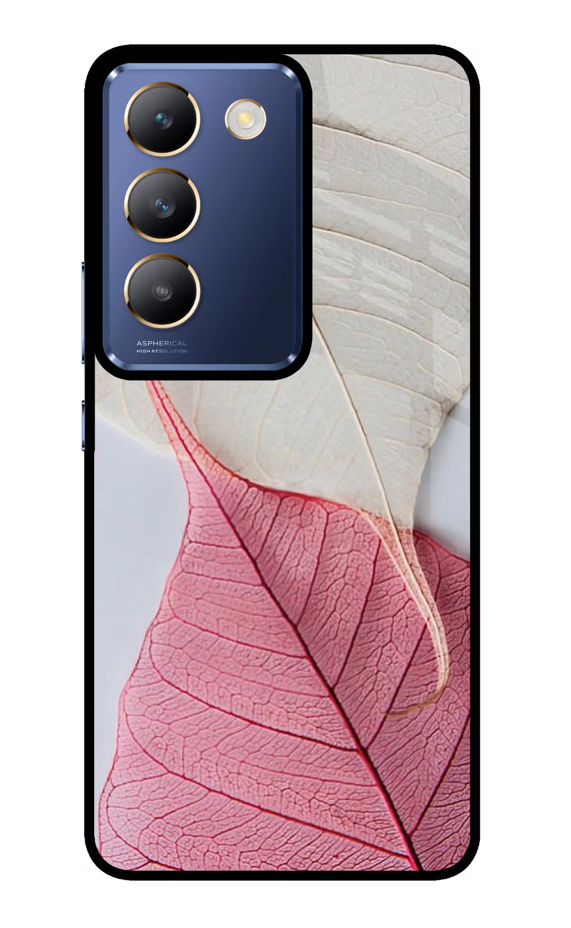 White Pink Leaf Vivo Y200E 5G/T3 5G Glass Case - White Pink Leaf Vivo Y200E 5G/T3 5G Glass Case White Pink Leaf Vivo Y200E 5G/T3 5G Glass Case