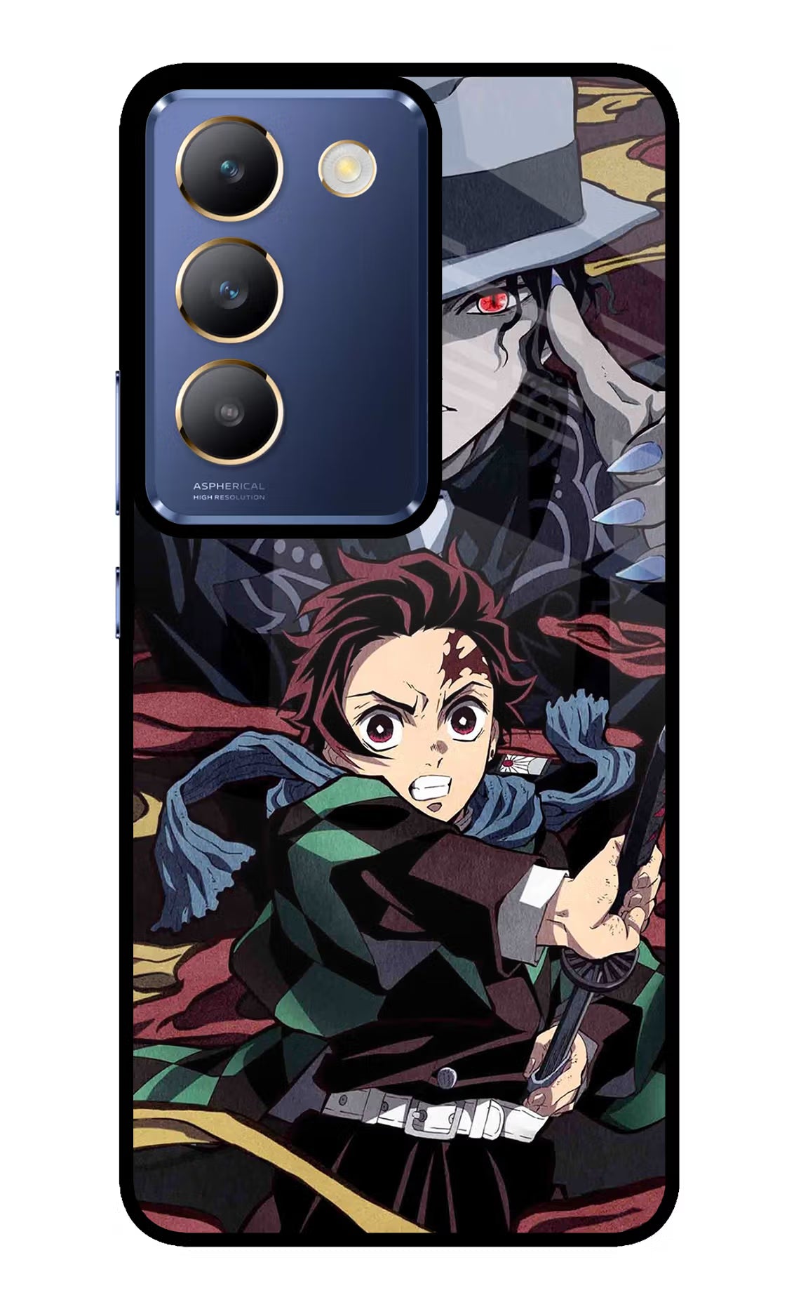 Demon Slayer Vivo Y200E 5G/T3 5G Glass Case - Demon Slayer Vivo Y200E 5G/T3 5G Glass Case Demon Slayer Vivo Y200E 5G/T3 5G Glass Case