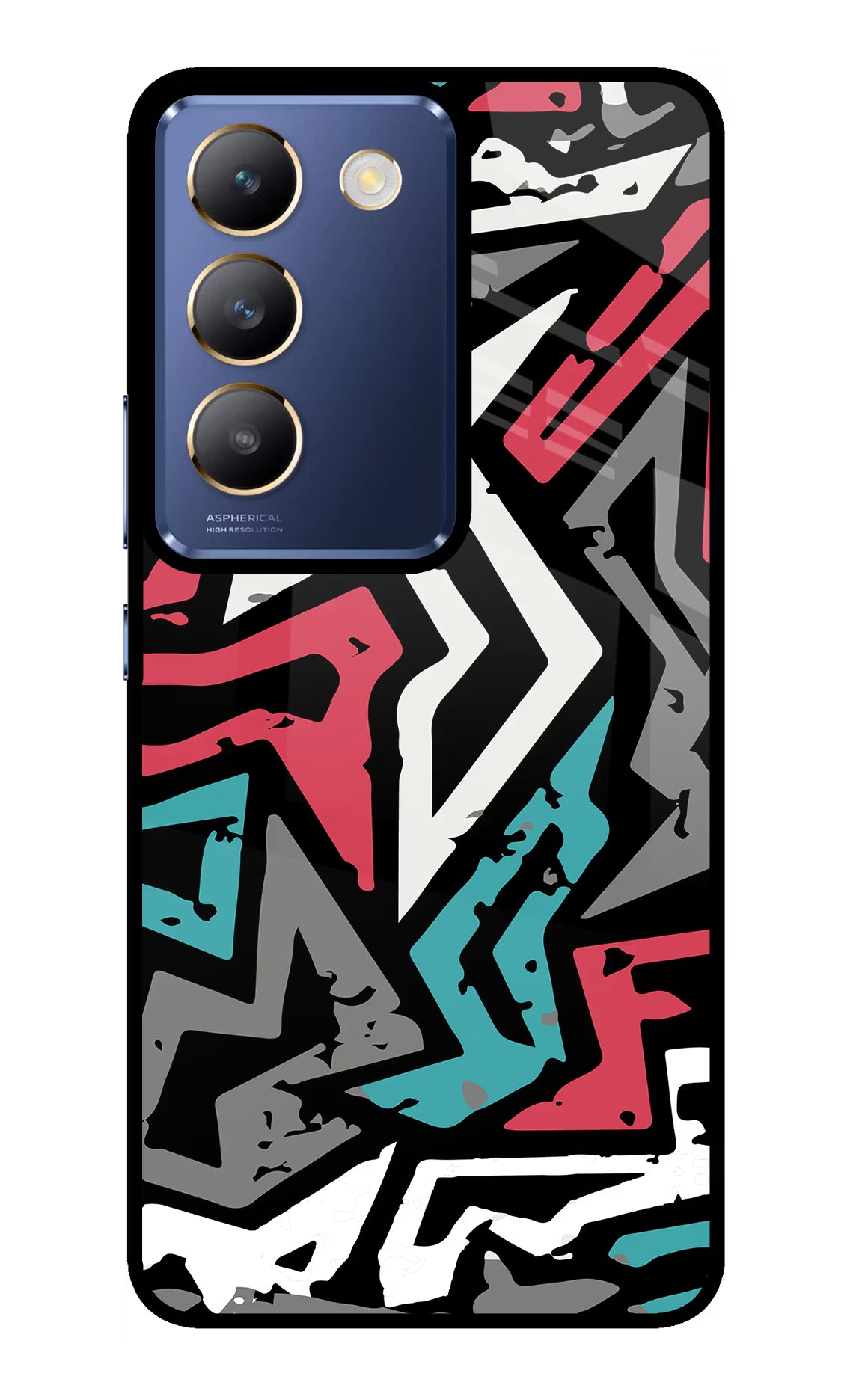 Geometric Graffiti Vivo Y200E 5G/T3 5G Glass Case - Geometric Graffiti Vivo Y200E 5G/T3 5G Glass Case Geometric Graffiti Vivo Y200E 5G/T3 5G Glass Case
