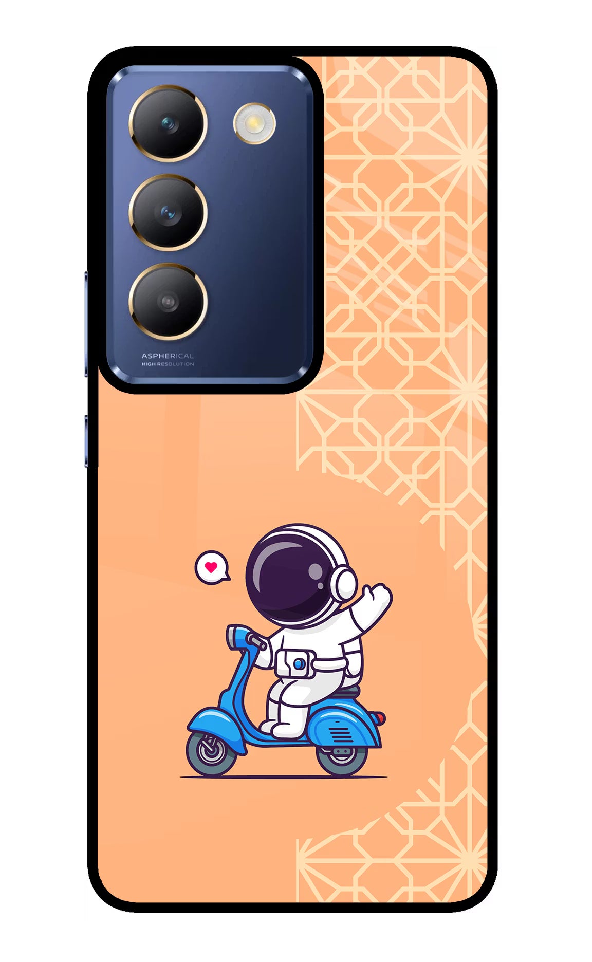 Cute Astronaut Riding Vivo Y200E 5G/T3 5G Glass Case - Cute Astronaut Riding Vivo Y200E 5G/T3 5G Glass Case Cute Astronaut Riding Vivo Y200E 5G/T3 5G Glass Case