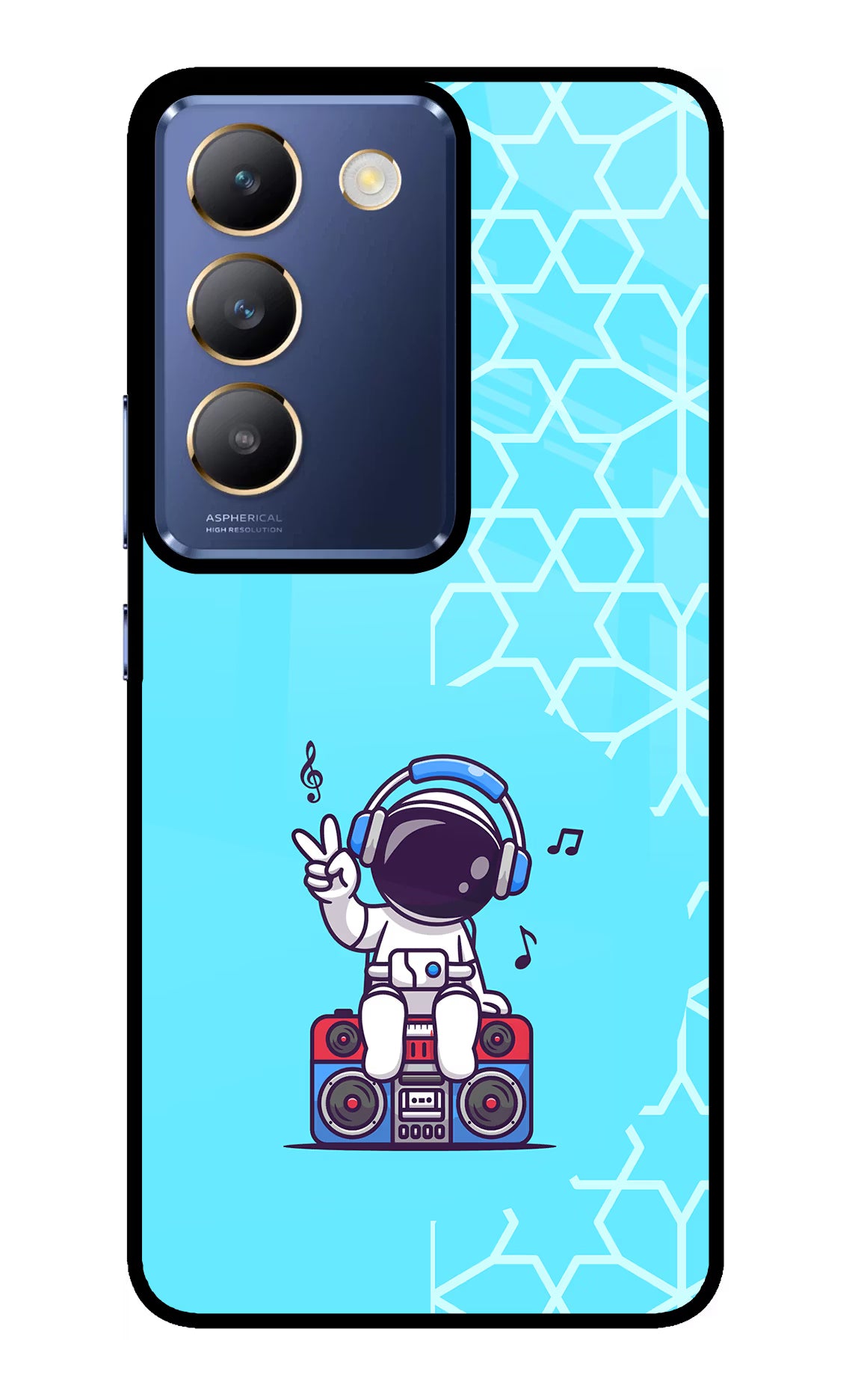Cute Astronaut Chilling Vivo Y200E 5G/T3 5G Glass Case - Cute Astronaut Chilling Vivo Y200E 5G/T3 5G Glass Case Cute Astronaut Chilling Vivo Y200E 5G/T3 5G Glass Case