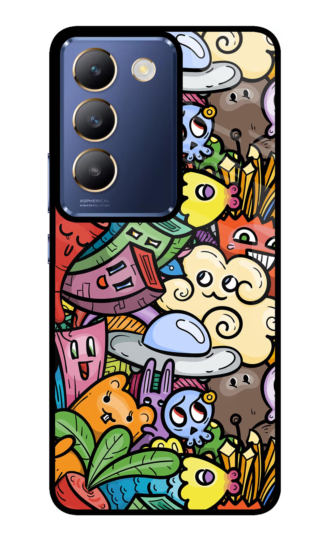 Veggie Doodle Vivo Y200E 5G/T3 5G Glass Case - Veggie Doodle Vivo Y200E 5G/T3 5G Glass Case Veggie Doodle Vivo Y200E 5G/T3 5G Glass Case