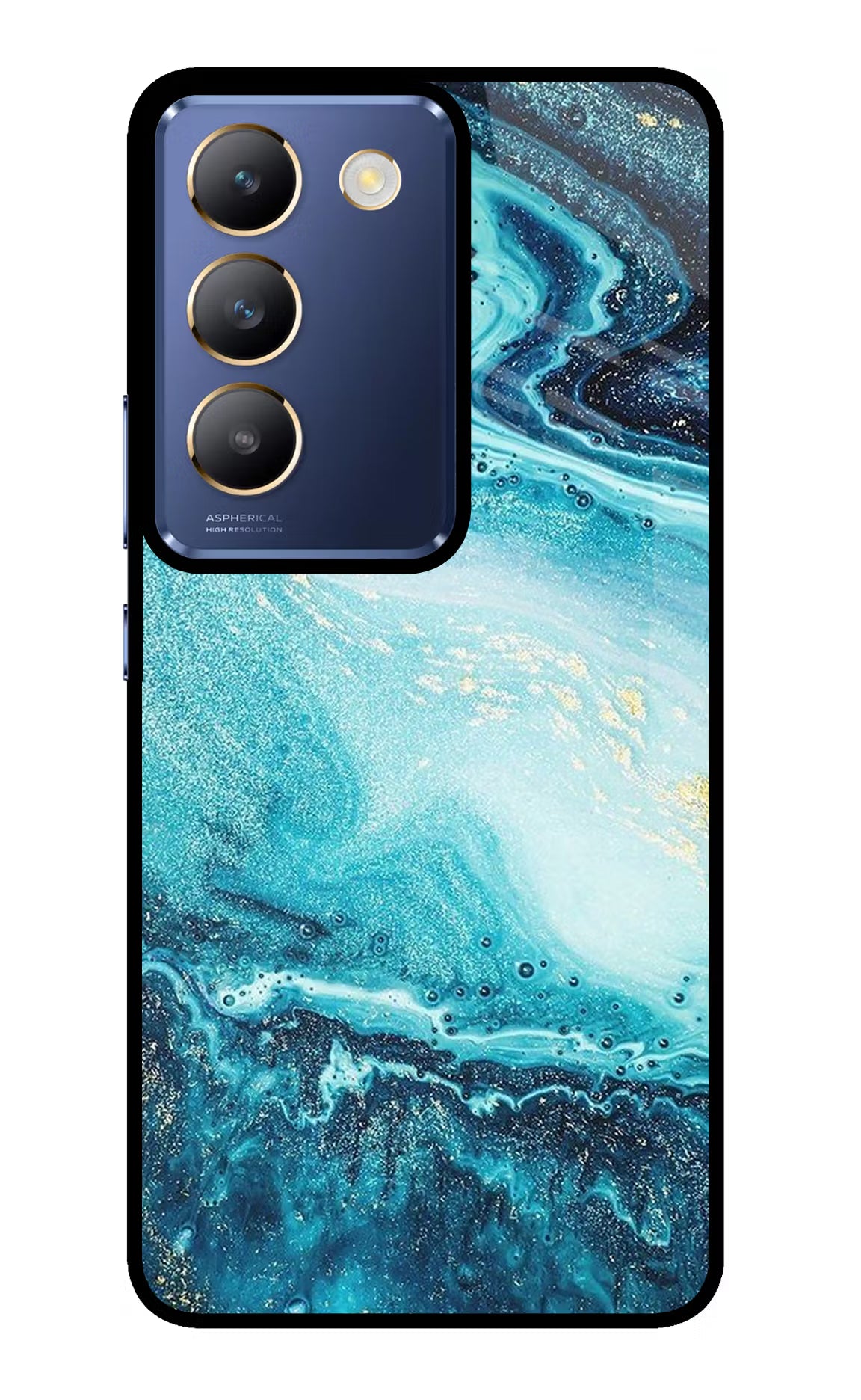 Blue Glitter Marble Vivo Y200E 5G/T3 5G Glass Case - Blue Glitter Marble Vivo Y200E 5G/T3 5G Glass Case Blue Glitter Marble Vivo Y200E 5G/T3 5G Glass Case