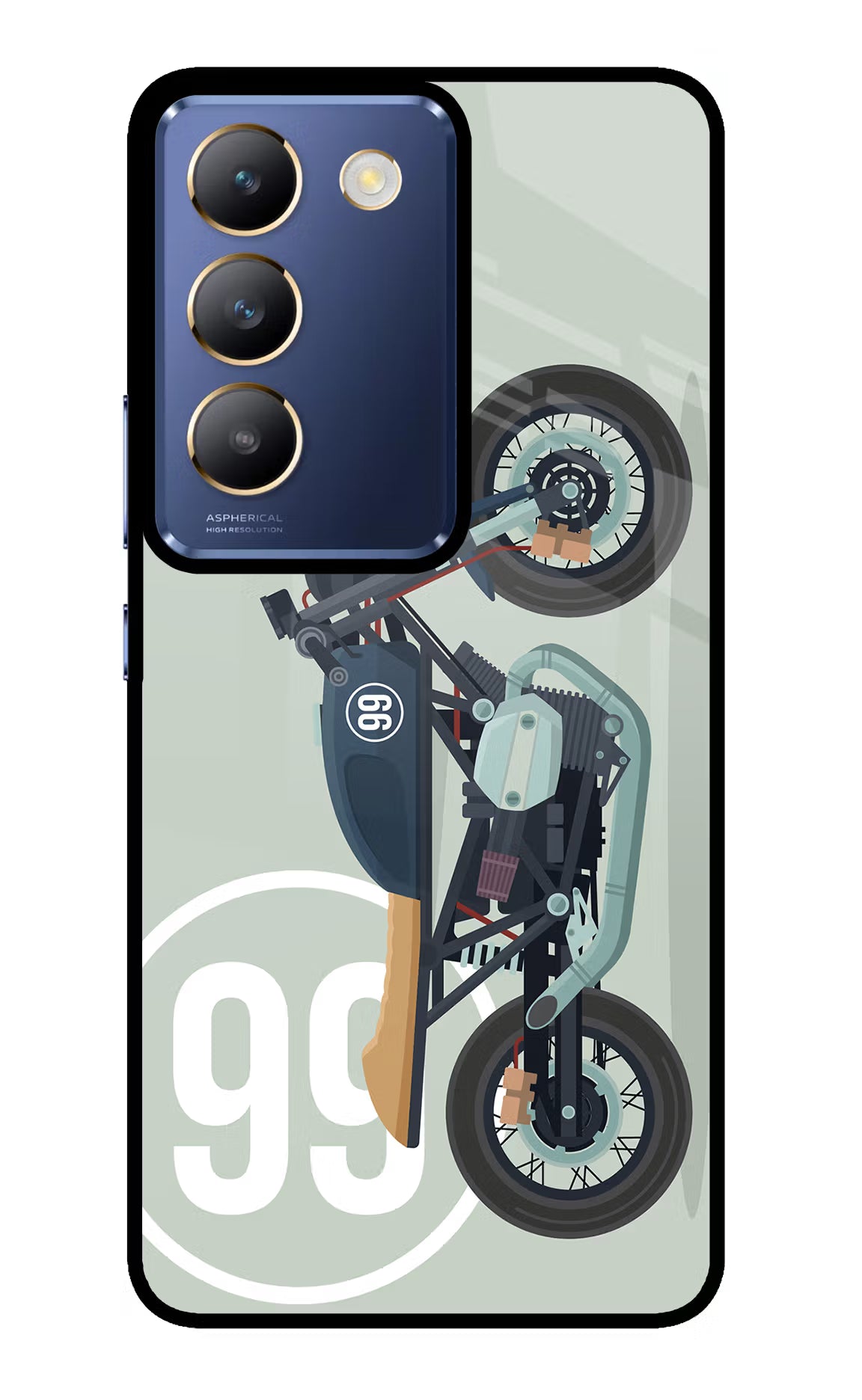 Classic Cafe Racer 99 Vivo Y200E 5G/T3 5G Glass Case - Classic Cafe Racer 99 Vivo Y200E 5G/T3 5G Glass Case Classic Cafe Racer 99 Vivo Y200E 5G/T3 5G Glass Case