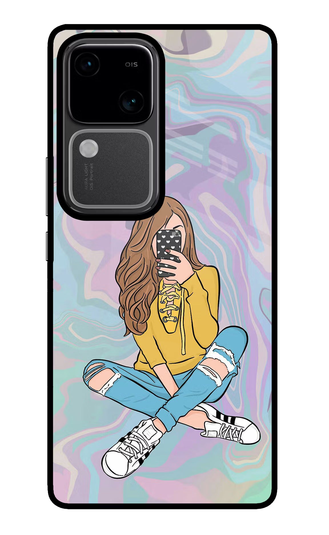 Selfie Girl Vivo V30 5G Glass Case - Selfie Girl Vivo V30 5G Glass Case Selfie Girl Vivo V30 5G Glass Case