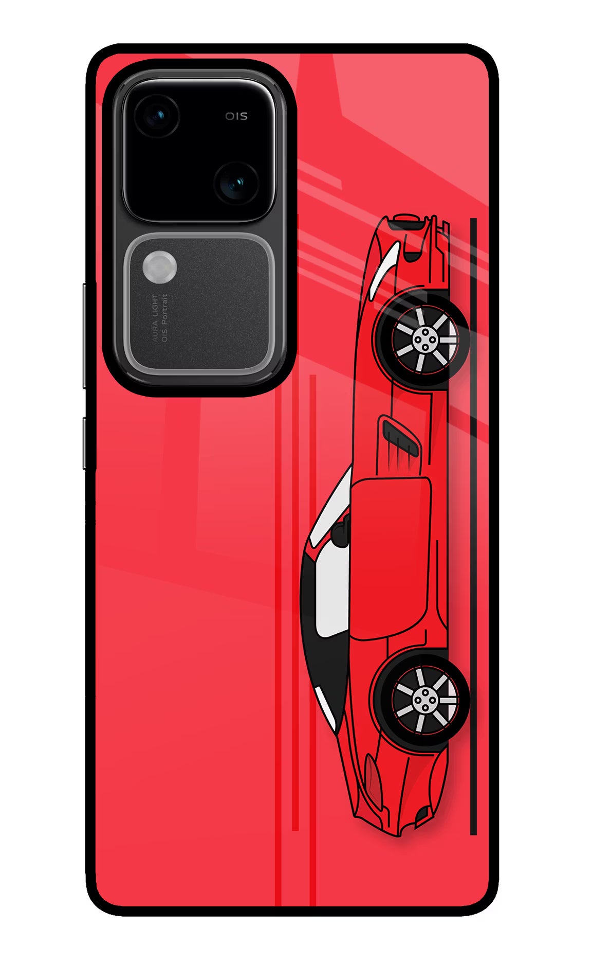 Red Velocity Vivo V30 5G Glass Case - Red Velocity Vivo V30 5G Glass Case Red Velocity Vivo V30 5G Glass Case