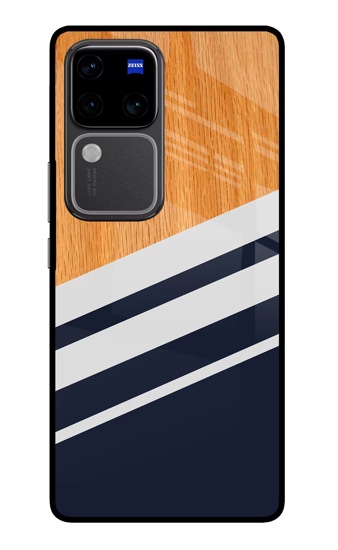 Blue and white wooden Vivo V30 Pro 5G Glass Case - Blue and white wooden Vivo V30 Pro 5G Glass Case Blue and white wooden Vivo V30 Pro 5G Glass Case