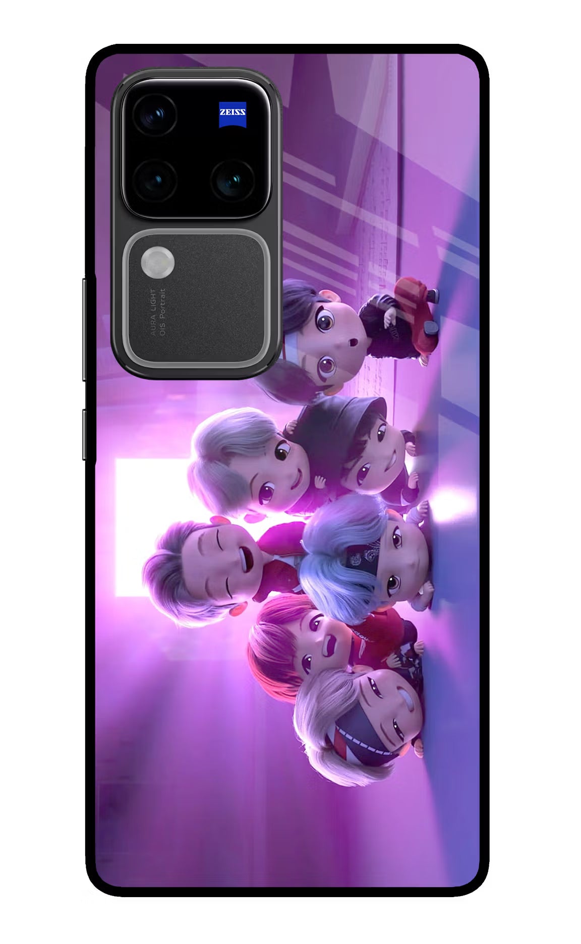 BTS Chibi Vivo V30 Pro 5G Glass Case - BTS Chibi Vivo V30 Pro 5G Glass Case BTS Chibi Vivo V30 Pro 5G Glass Case