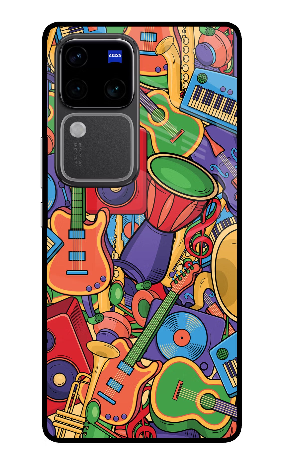 Music Instrument Doodle Vivo V30 Pro 5G Glass Case - Music Instrument Doodle Vivo V30 Pro 5G Glass Case Music Instrument Doodle Vivo V30 Pro 5G Glass Case