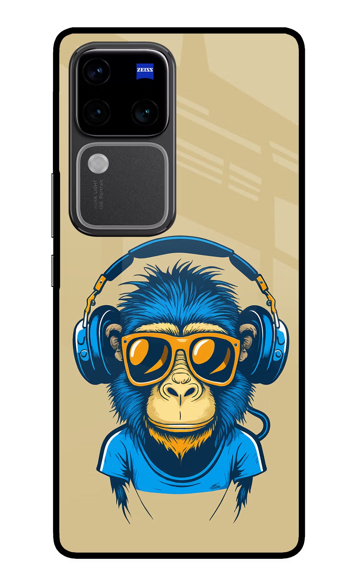 Monkey Headphone Vivo V30 Pro 5G Glass Case - Monkey Headphone Vivo V30 Pro 5G Glass Case Monkey Headphone Vivo V30 Pro 5G Glass Case