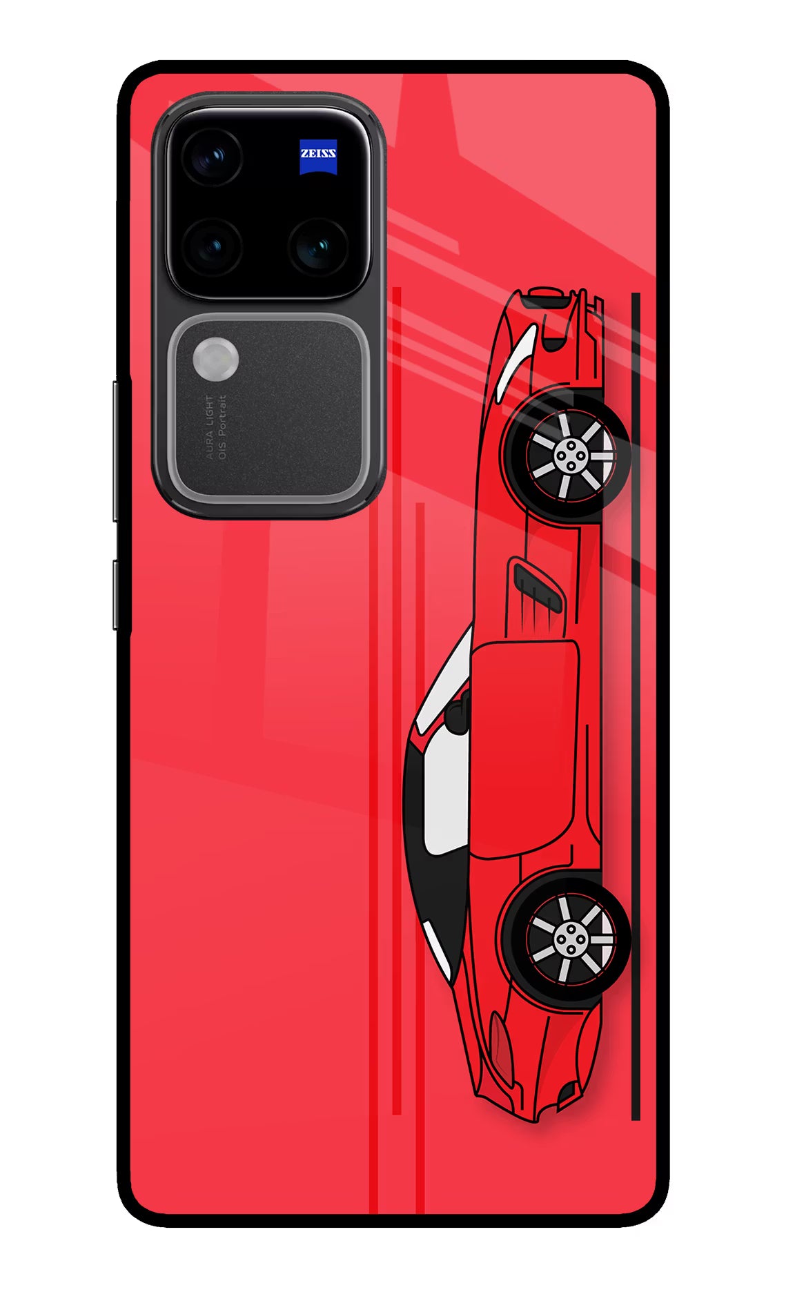 Red Velocity Vivo V30 Pro 5G Glass Case - Red Velocity Vivo V30 Pro 5G Glass Case Red Velocity Vivo V30 Pro 5G Glass Case