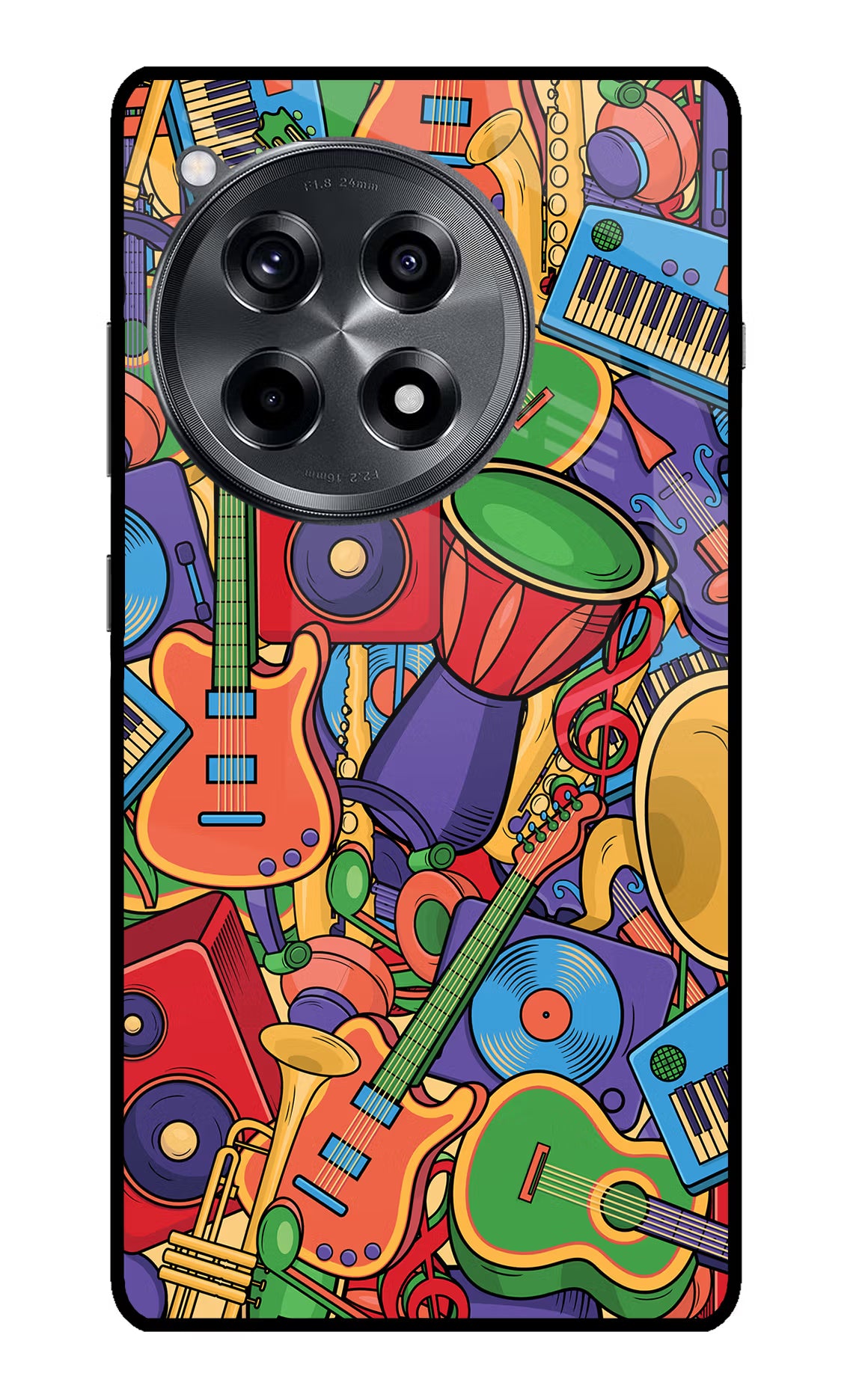 Music Instrument Doodle OnePlus 12R Glass Case - Music Instrument Doodle OnePlus 12R Glass Case Music Instrument Doodle OnePlus 12R Glass Case
