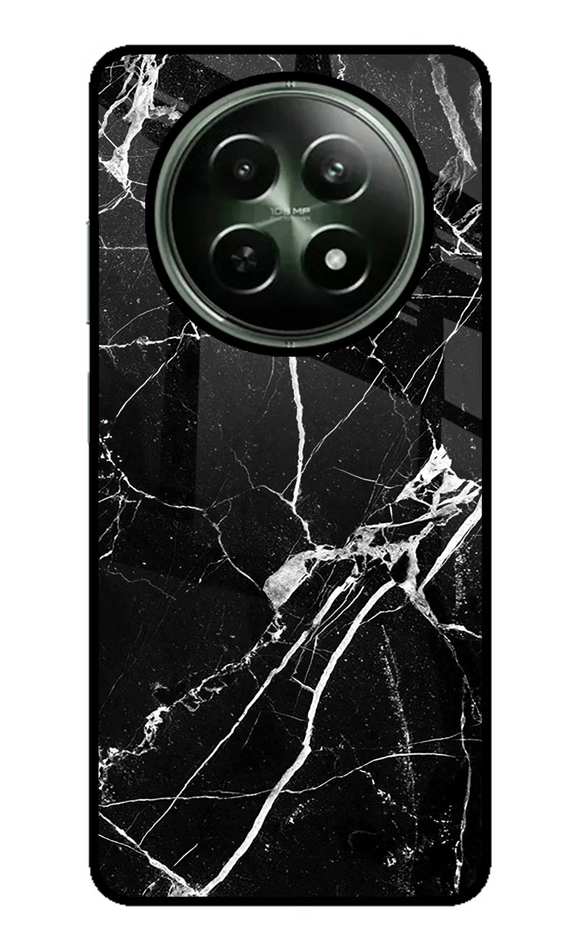 Black Marble Pattern Realme 12 5G Glass Case - Black Marble Pattern Realme 12 5G Glass Case Black Marble Pattern Realme 12 5G Glass Case