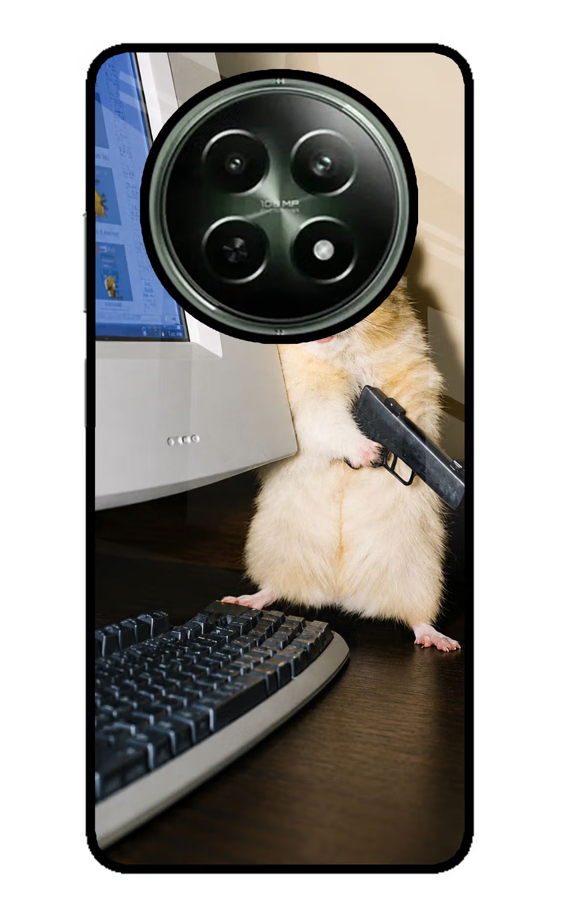Hacker Hamster Realme 12 5G Glass Case - Hacker Hamster Realme 12 5G Glass Case Hacker Hamster Realme 12 5G Glass Case