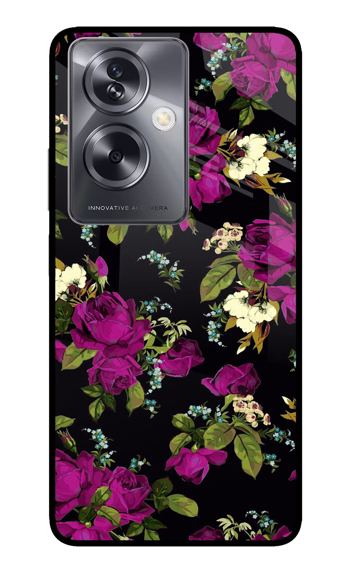 Flowers Oppo A79 5G Glass Case - Flowers Oppo A79 5G Glass Case Flowers Oppo A79 5G Glass Case