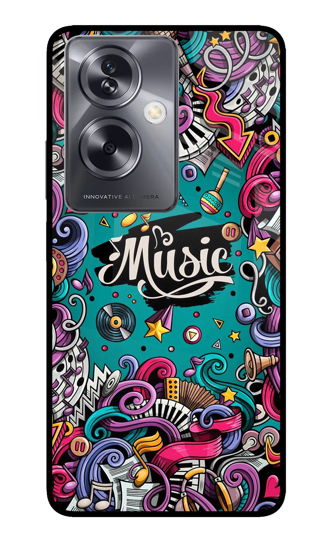 Music Graffiti Oppo A79 5G Glass Case - Music Graffiti Oppo A79 5G Glass Case Music Graffiti Oppo A79 5G Glass Case