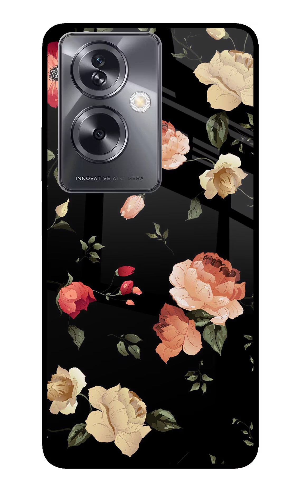Flowers Oppo A79 5G Glass Case - Flowers Oppo A79 5G Glass Case Flowers Oppo A79 5G Glass Case