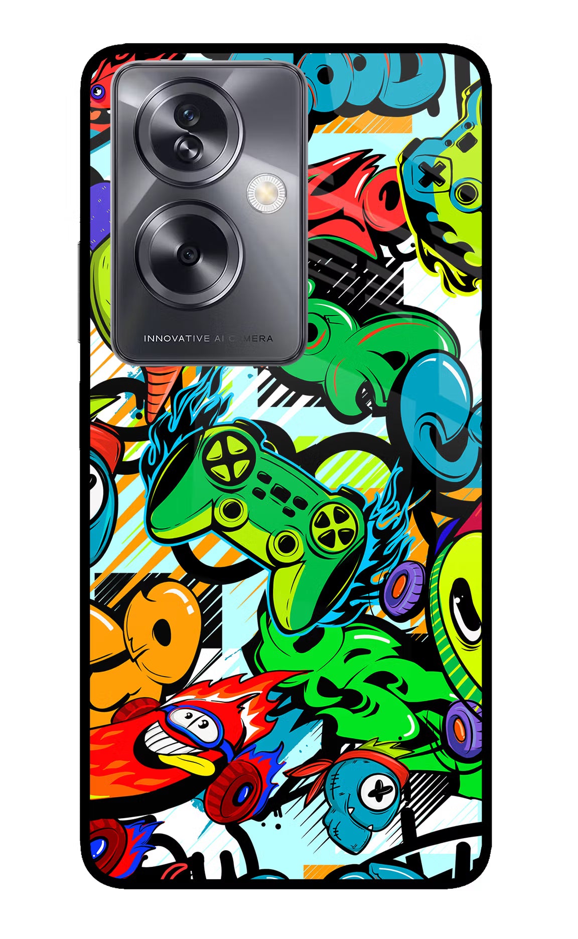 Game Doodle Oppo A79 5G Glass Case - Game Doodle Oppo A79 5G Glass Case Game Doodle Oppo A79 5G Glass Case