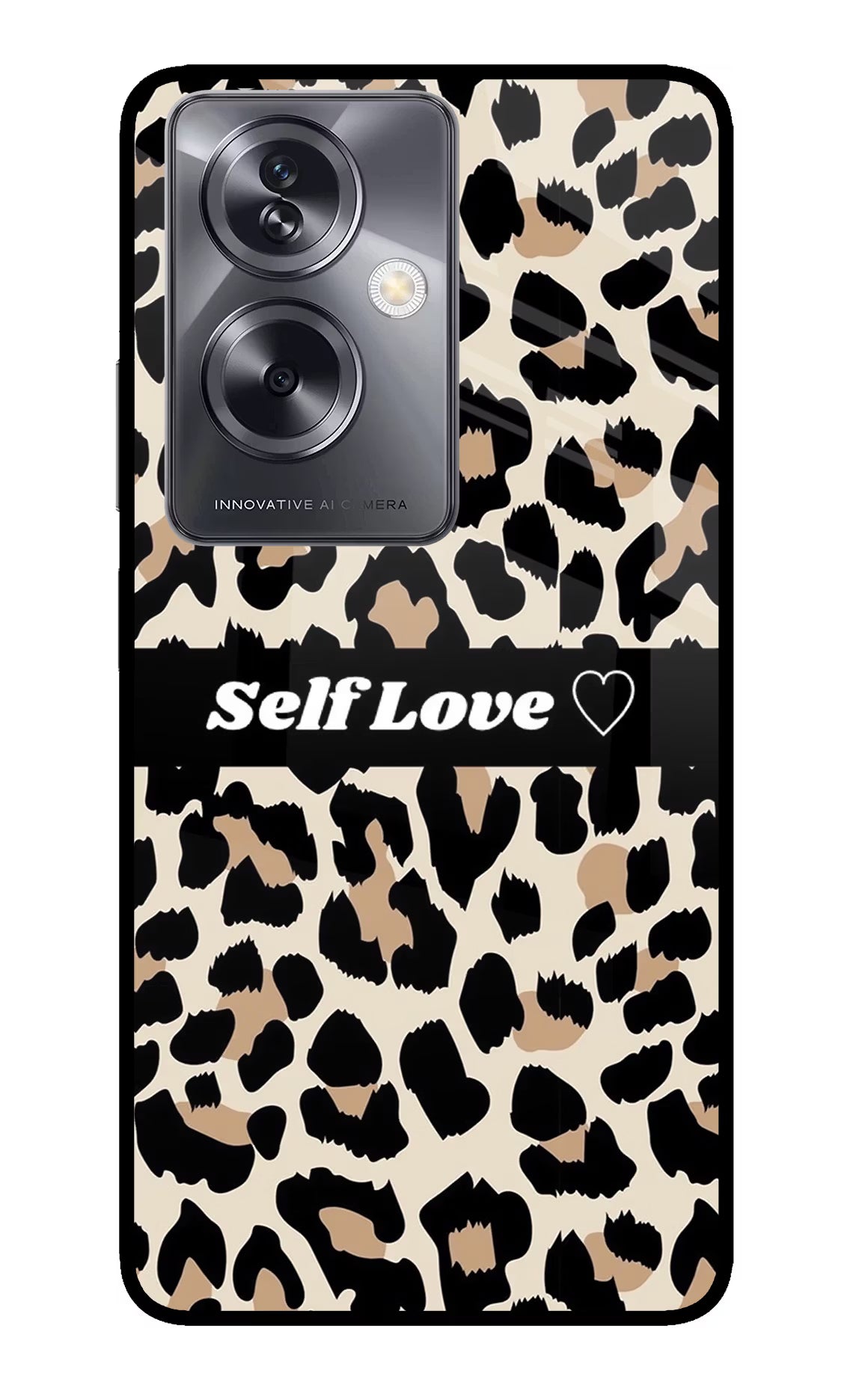 Leopard Print Self Love Oppo A79 5G Glass Case - Leopard Print Self Love Oppo A79 5G Glass Case Leopard Print Self Love Oppo A79 5G Glass Case