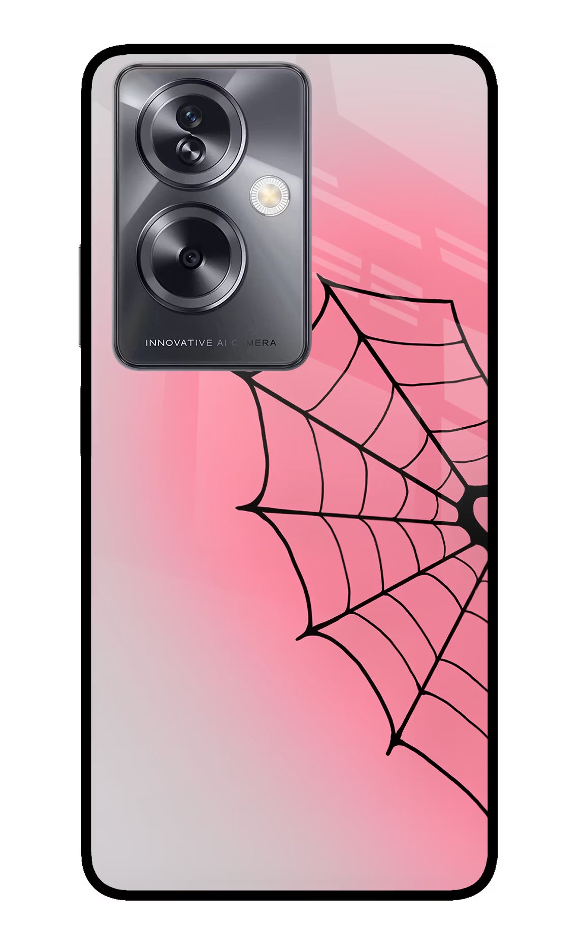 Pink Web Oppo A79 5G Glass Case - Pink Web Oppo A79 5G Glass Case Pink Web Oppo A79 5G Glass Case