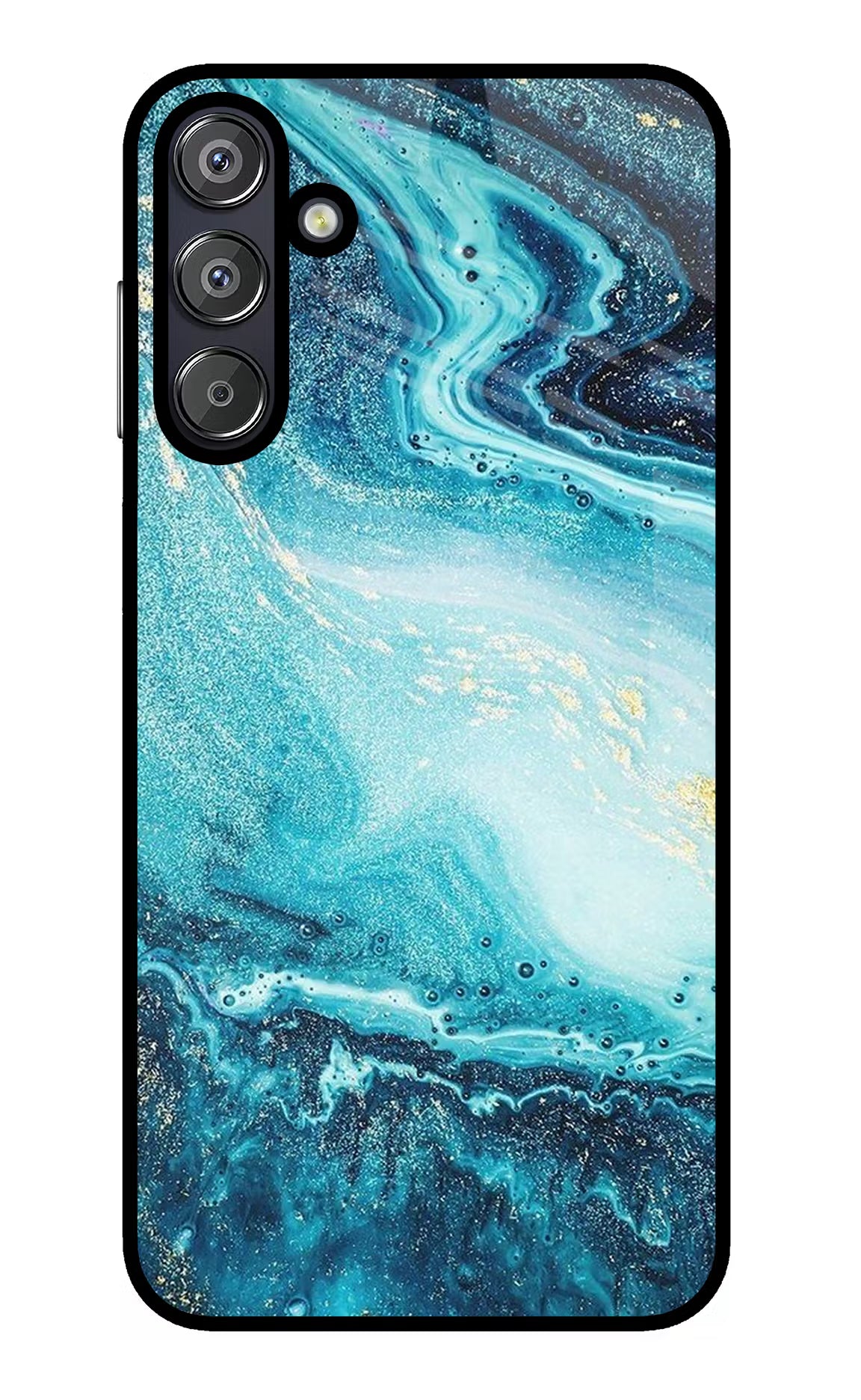 Blue Glitter Marble Samsung F15 5G Glass Case - Blue Glitter Marble Samsung F15 5G Glass Case Blue Glitter Marble Samsung F15 5G Glass Case