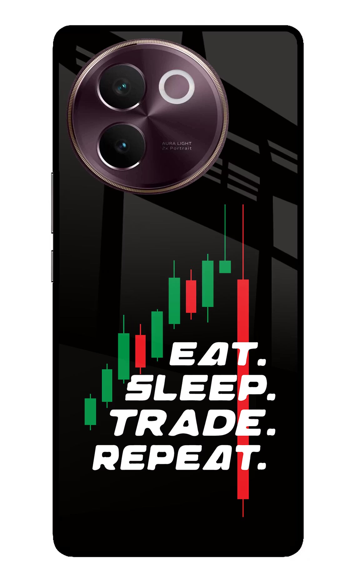 Eat Sleep Trade Repeat Vivo V30e Glass Case - Eat Sleep Trade Repeat Vivo V30e Glass Case Eat Sleep Trade Repeat Vivo V30e Glass Case