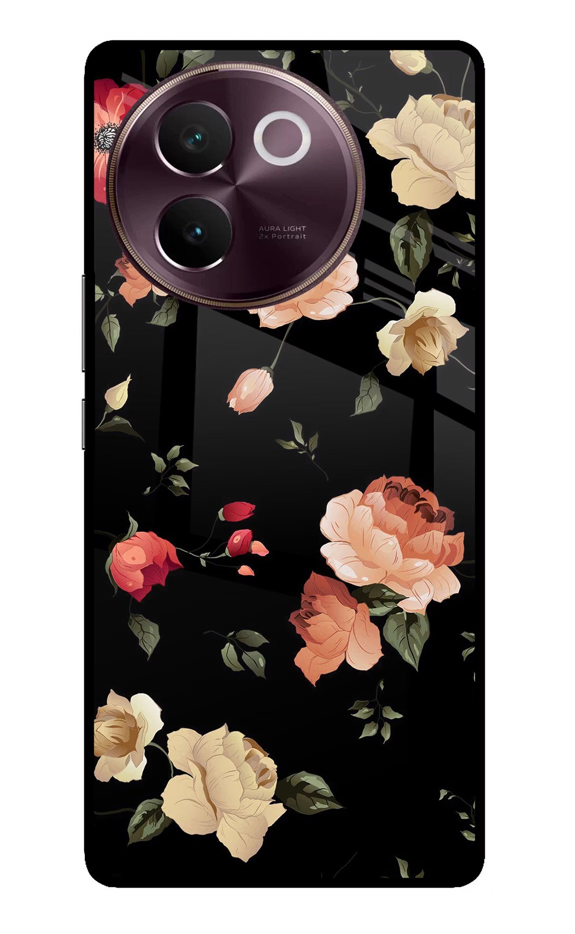 Flowers Vivo V30e Glass Case - Flowers Vivo V30e Glass Case Flowers Vivo V30e Glass Case
