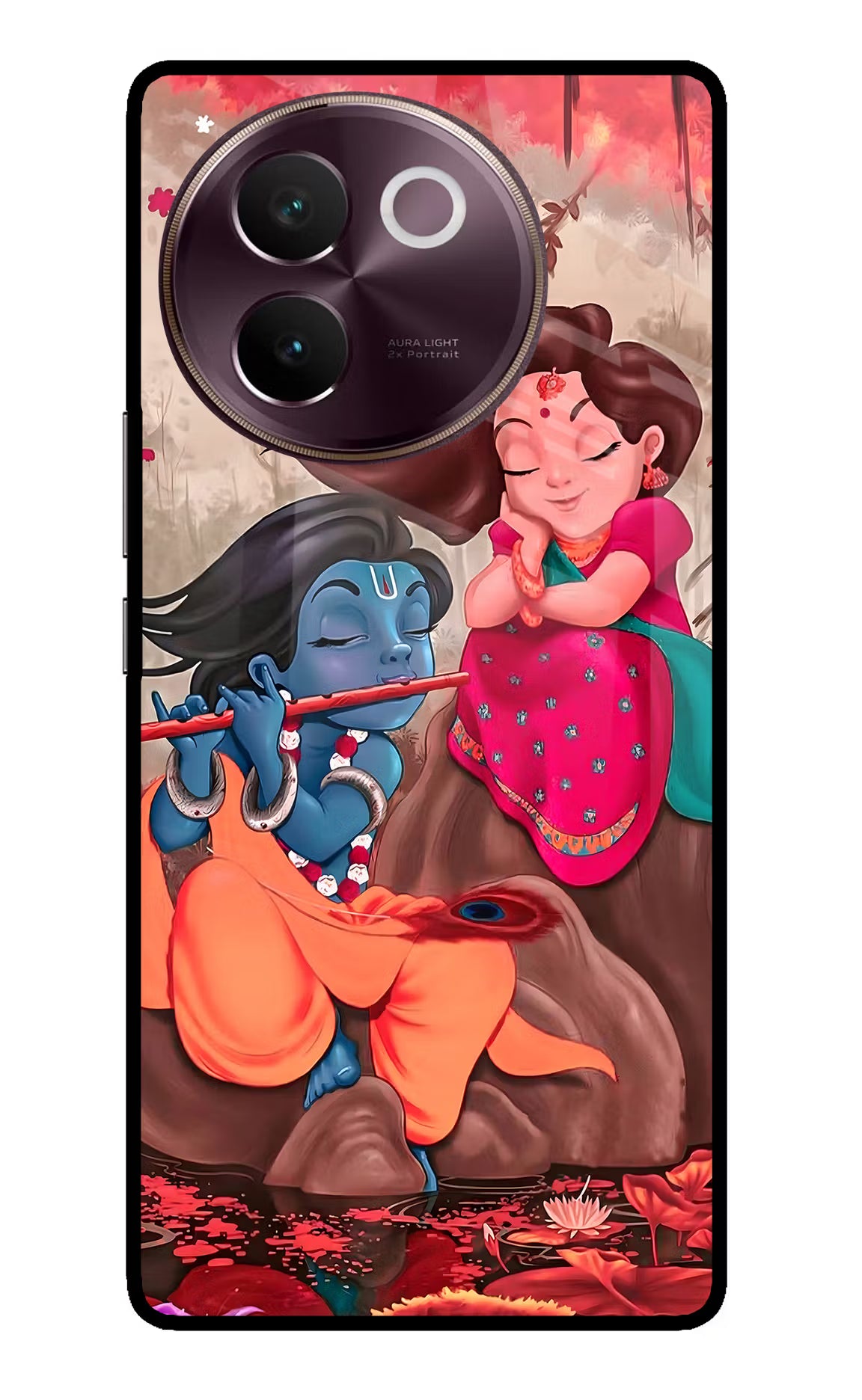 Radhe Krishna Vivo V30e Glass Case - Radhe Krishna Vivo V30e Glass Case Radhe Krishna Vivo V30e Glass Case