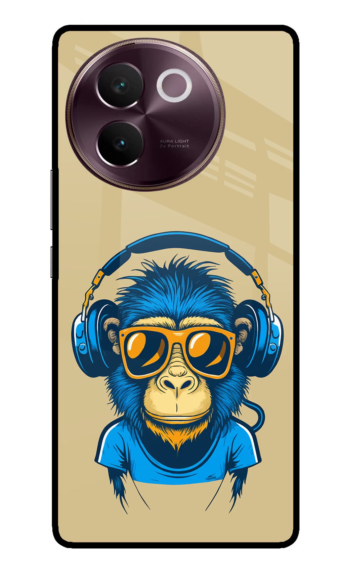 Monkey Headphone Vivo V30e Glass Case - Monkey Headphone Vivo V30e Glass Case Monkey Headphone Vivo V30e Glass Case