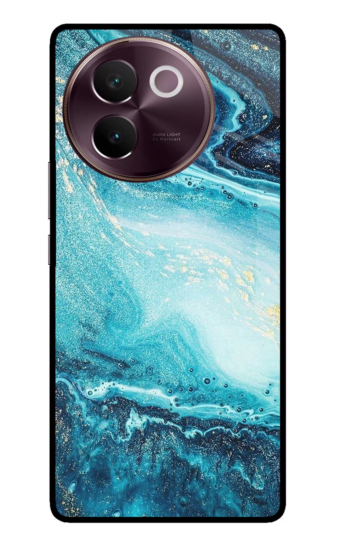 Blue Glitter Marble Vivo V30e Glass Case - Blue Glitter Marble Vivo V30e Glass Case Blue Glitter Marble Vivo V30e Glass Case