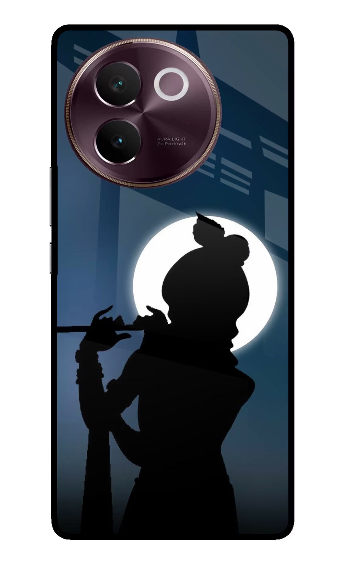 Shri Krishna Silhouette Vivo V30e Glass Case - Shri Krishna Silhouette Vivo V30e Glass Case Shri Krishna Silhouette Vivo V30e Glass Case