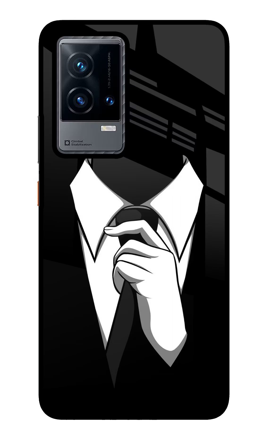 Black Tie iQOO 9 5G Back Cover - Black Tie iQOO 9 5G Glass Case Back Cover by Casekaro Black Tie iQOO 9 5G Glass Case Back Cover by Casekaro