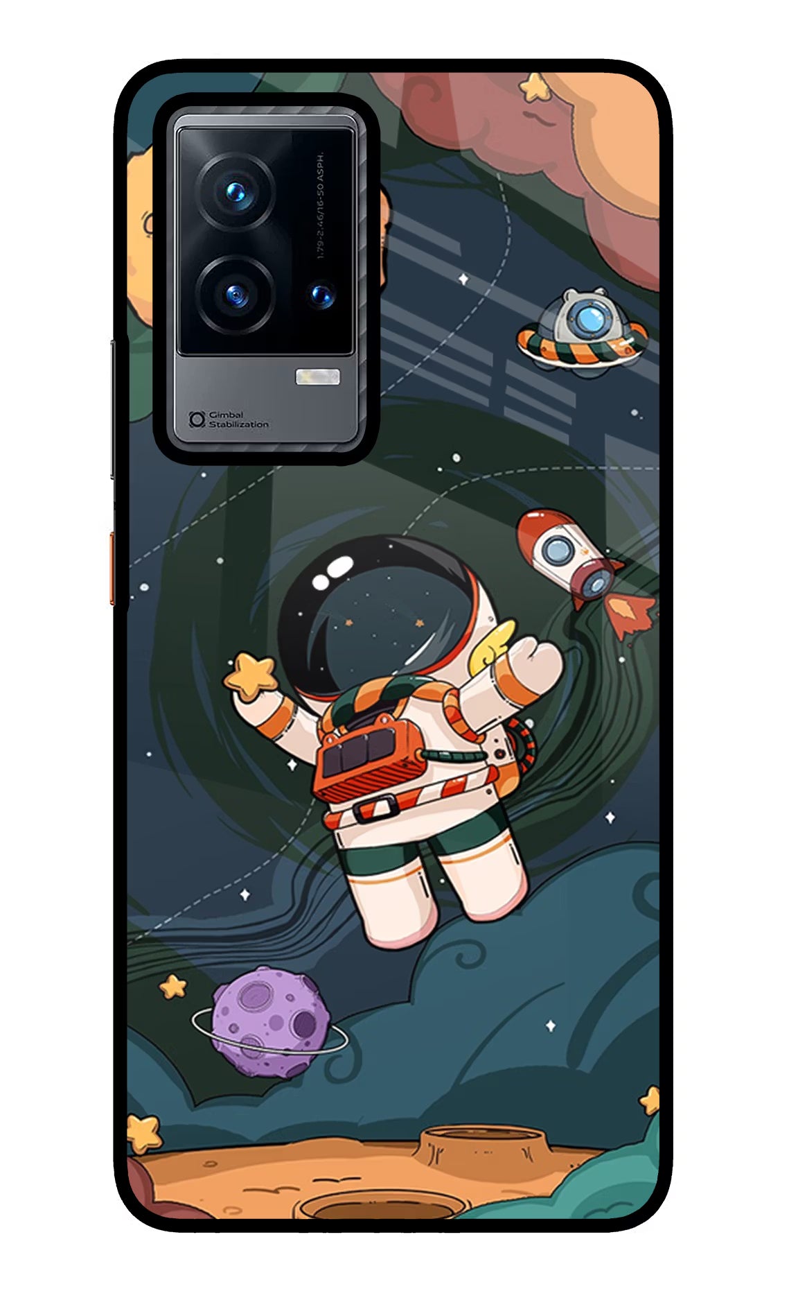 Cartoon Astronaut iQOO 9 5G Glass Case - Cartoon Astronaut iQOO 9 5G Glass Case Cartoon Astronaut iQOO 9 5G Glass Case