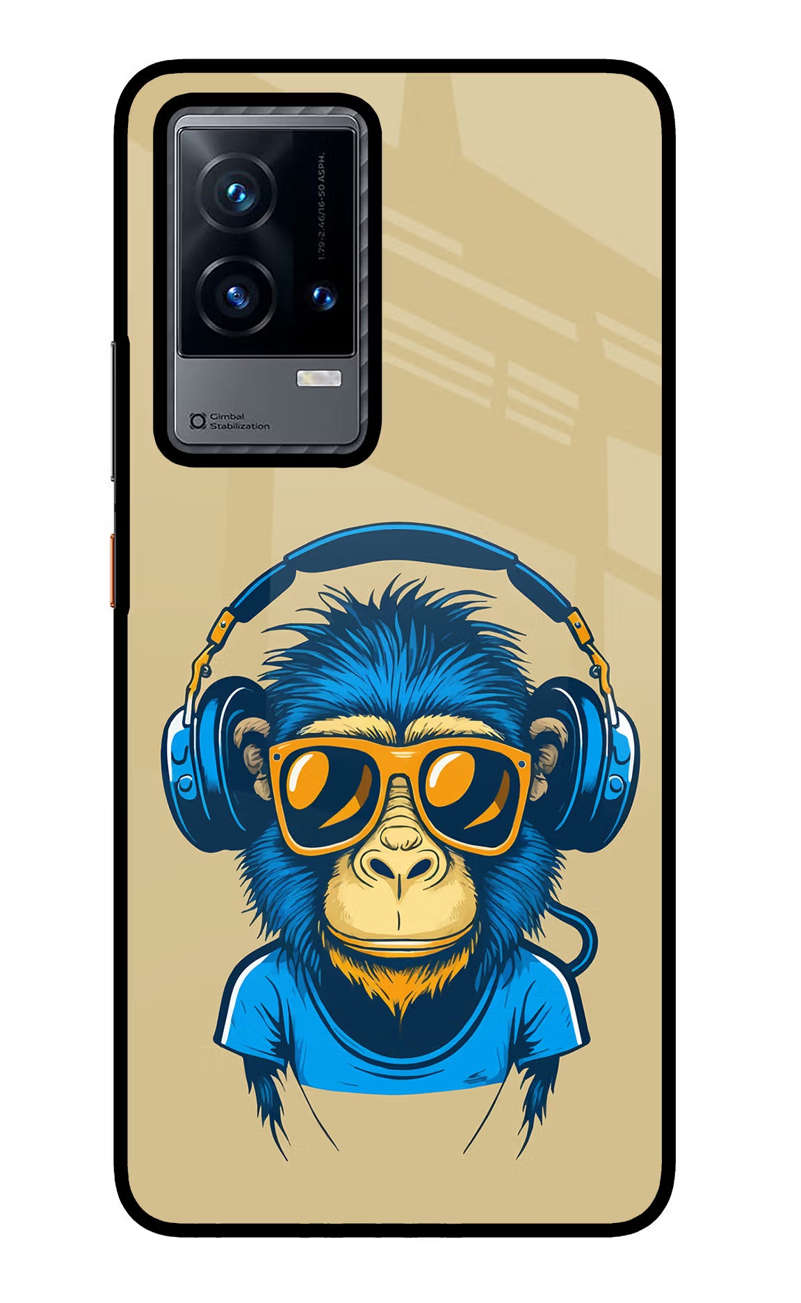 Monkey Headphone iQOO 9 5G Glass Case - Monkey Headphone iQOO 9 5G Glass Case Monkey Headphone iQOO 9 5G Glass Case