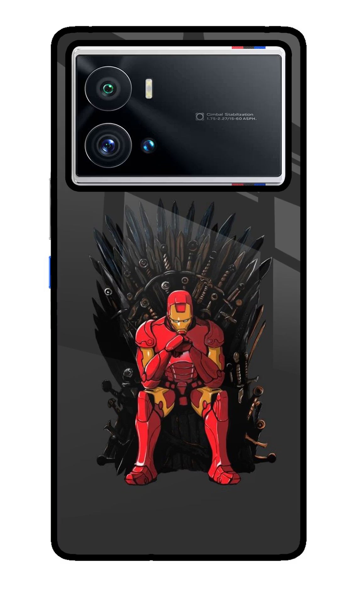 Ironman Throne iQOO 9 Pro 5G Back Cover - Ironman Throne iQOO 9 Pro 5G Glass Case Back Cover by Casekaro Ironman Throne iQOO 9 Pro 5G Glass Case Back Cover by Casekaro