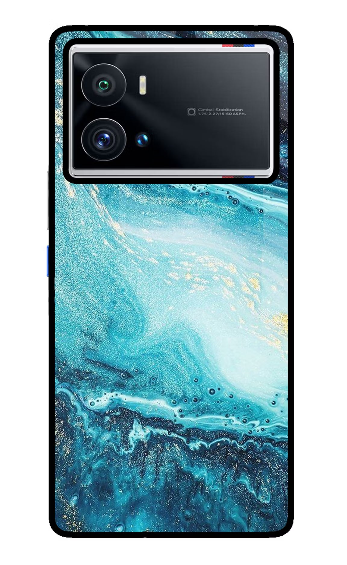 Blue Glitter Marble iQOO 9 Pro 5G Back Cover - Blue Glitter Marble iQOO 9 Pro 5G Glass Case Back Cover by Casekaro Blue Glitter Marble iQOO 9 Pro 5G Glass Case Back Cover by Casekaro