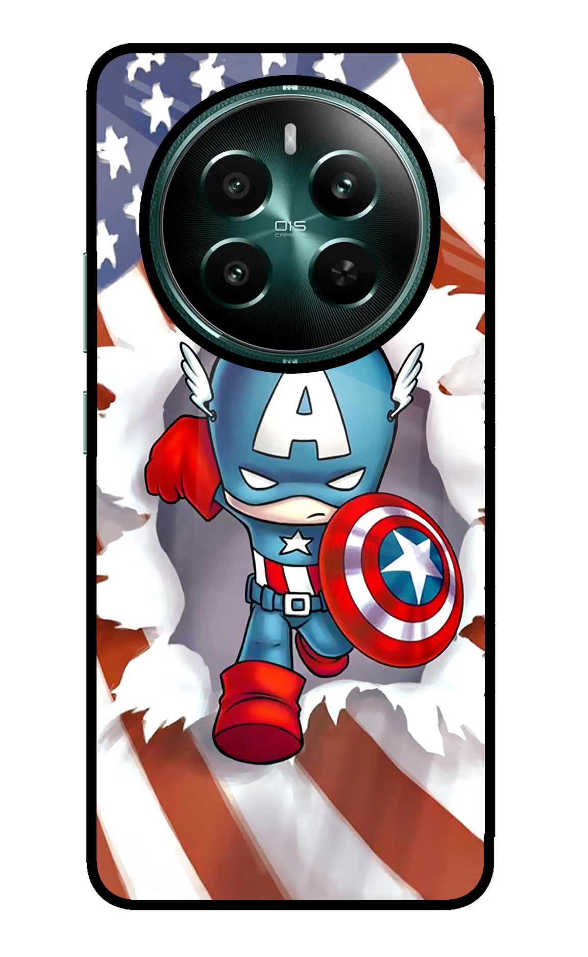 Captain America Realme Narzo 70 5G/70 Pro 5G Back Cover - Captain America Realme Narzo 70 5G/70 Pro 5G Glass Case Back Cover by Casekaro Captain America Realme Narzo 70 5G/70 Pro 5G Glass Case Back Cover by Casekaro