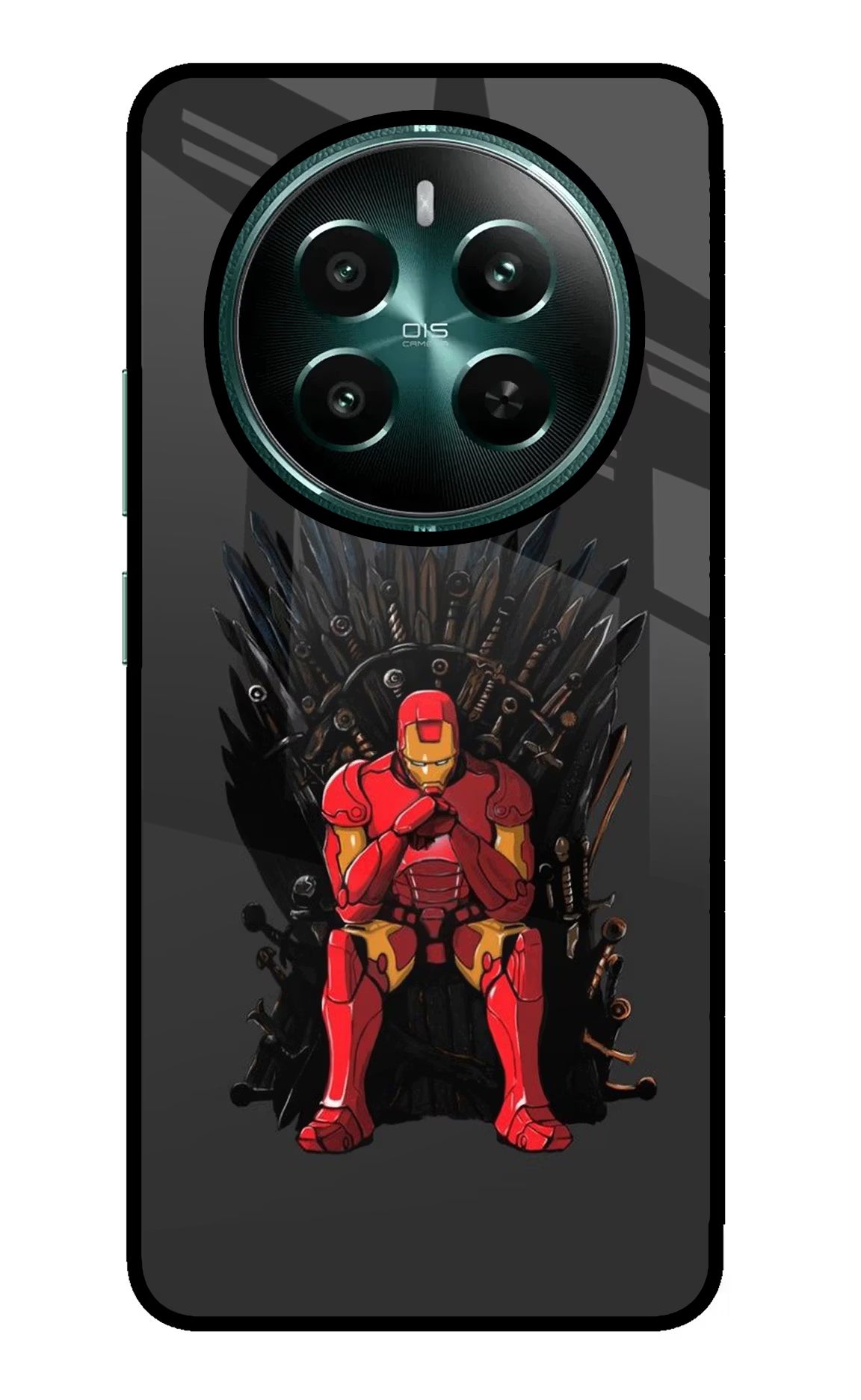 Ironman Throne Realme Narzo 70 5G/70 Pro 5G Back Cover - Ironman Throne Realme Narzo 70 5G/70 Pro 5G Glass Case Back Cover by Casekaro Ironman Throne Realme Narzo 70 5G/70 Pro 5G Glass Case Back Cover by Casekaro