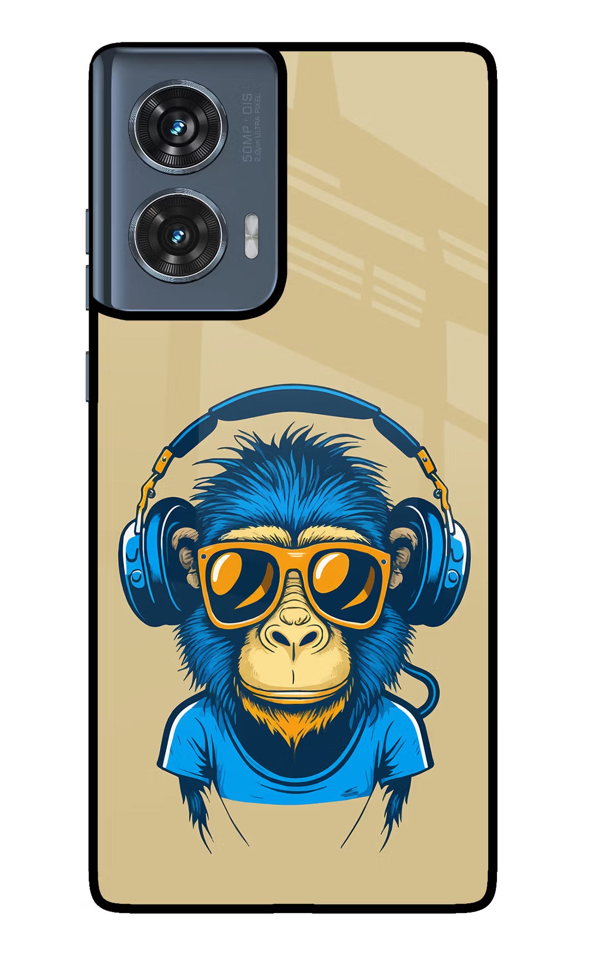 Monkey Headphone Moto Edge 50 Fusion Glass Case - Monkey Headphone Moto Edge 50 Fusion Glass Case Monkey Headphone Moto Edge 50 Fusion Glass Case