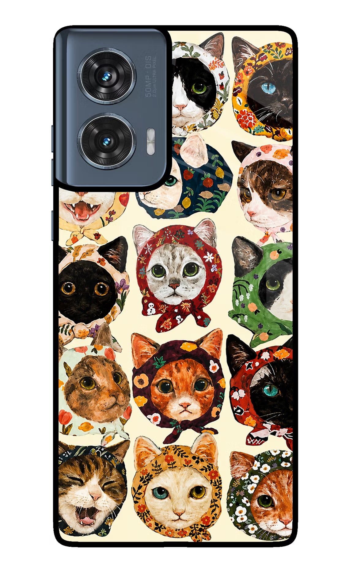 Cool Cat Moto Edge 50 Fusion Glass Case - Cool Cat Moto Edge 50 Fusion Glass Case Cool Cat Moto Edge 50 Fusion Glass Case