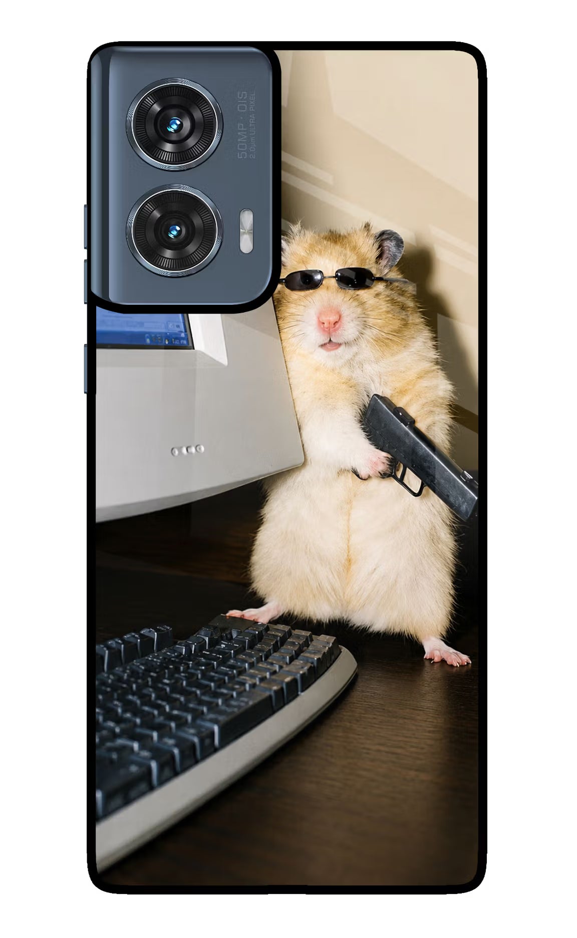 Hacker Hamster Moto Edge 50 Fusion Glass Case - Hacker Hamster Moto Edge 50 Fusion Glass Case Hacker Hamster Moto Edge 50 Fusion Glass Case